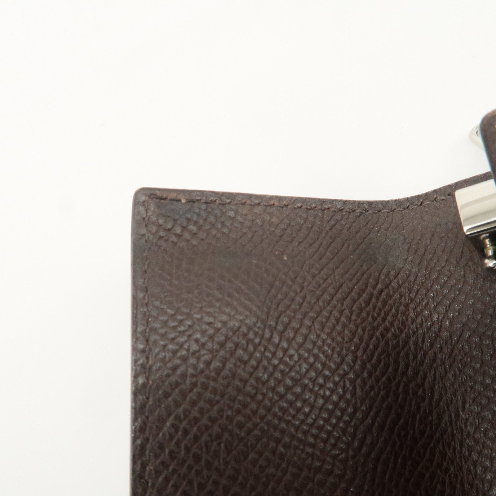 HERMES Etui Cles 4 Veau Epsom Leather L Stamped Key Case Dark Brown