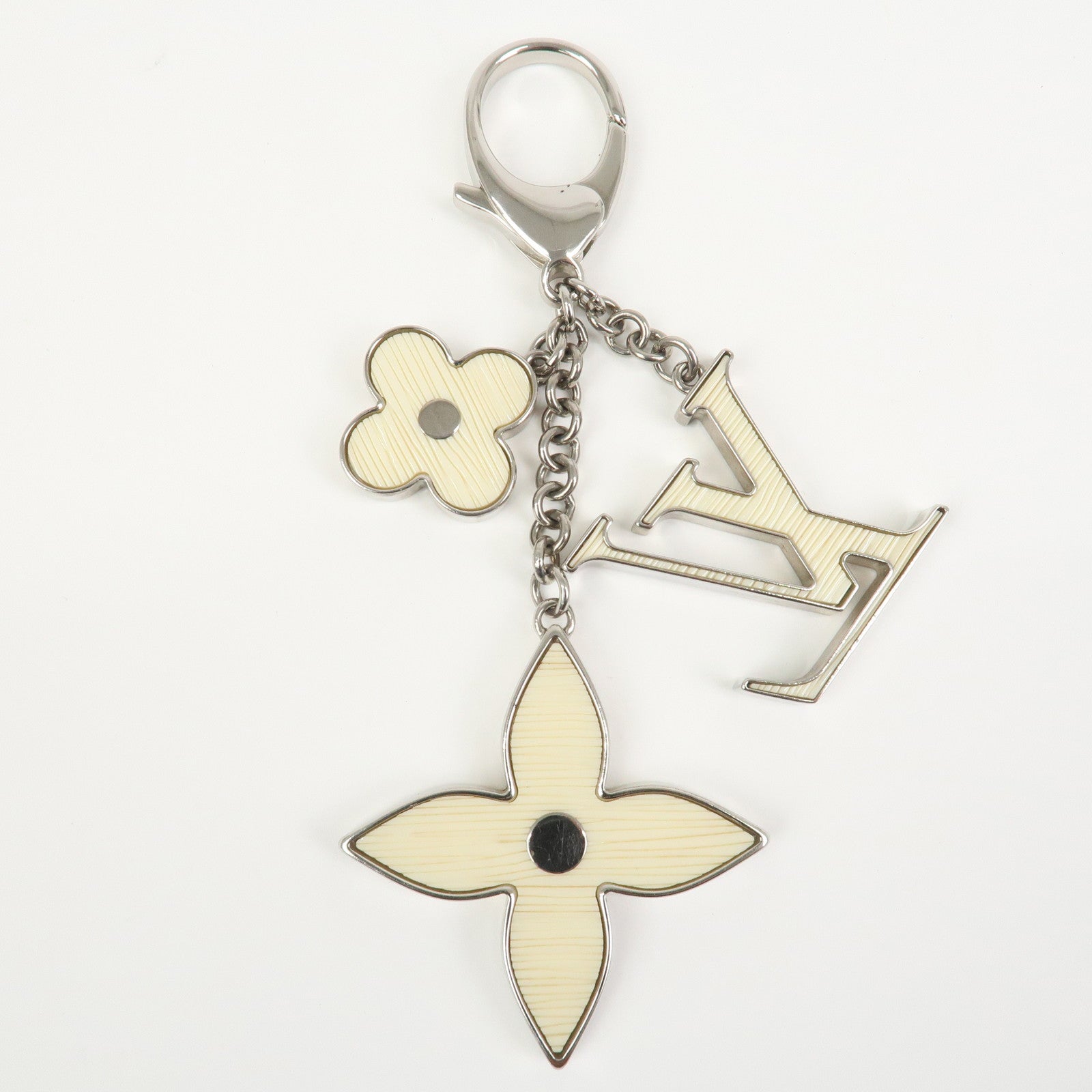 Louis Vuitton Bijoux Sac Fleur de Epi Bag Charm Silver White M65085