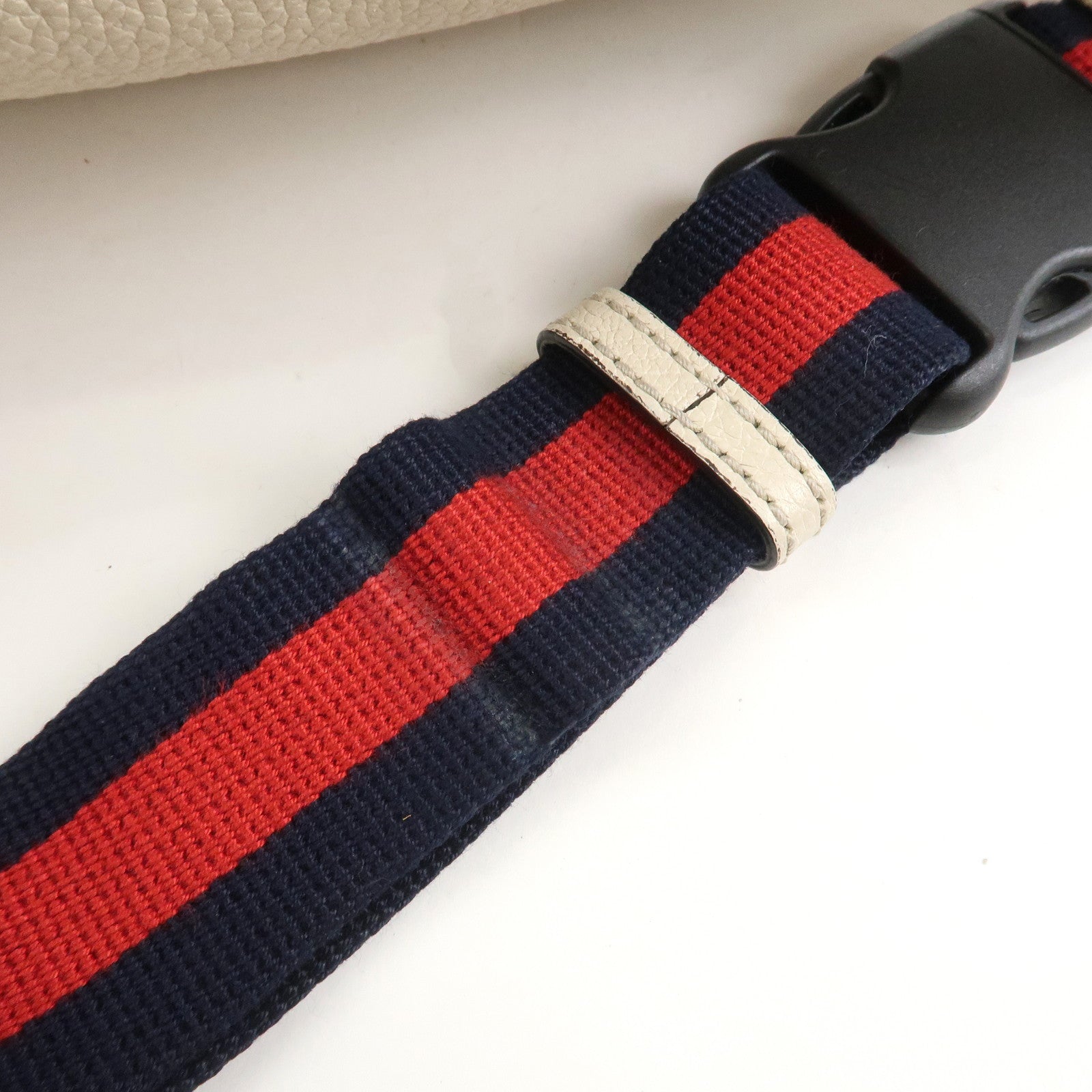 GUCCI Sherry Leather Canvas Waist Bag Ivory 493869