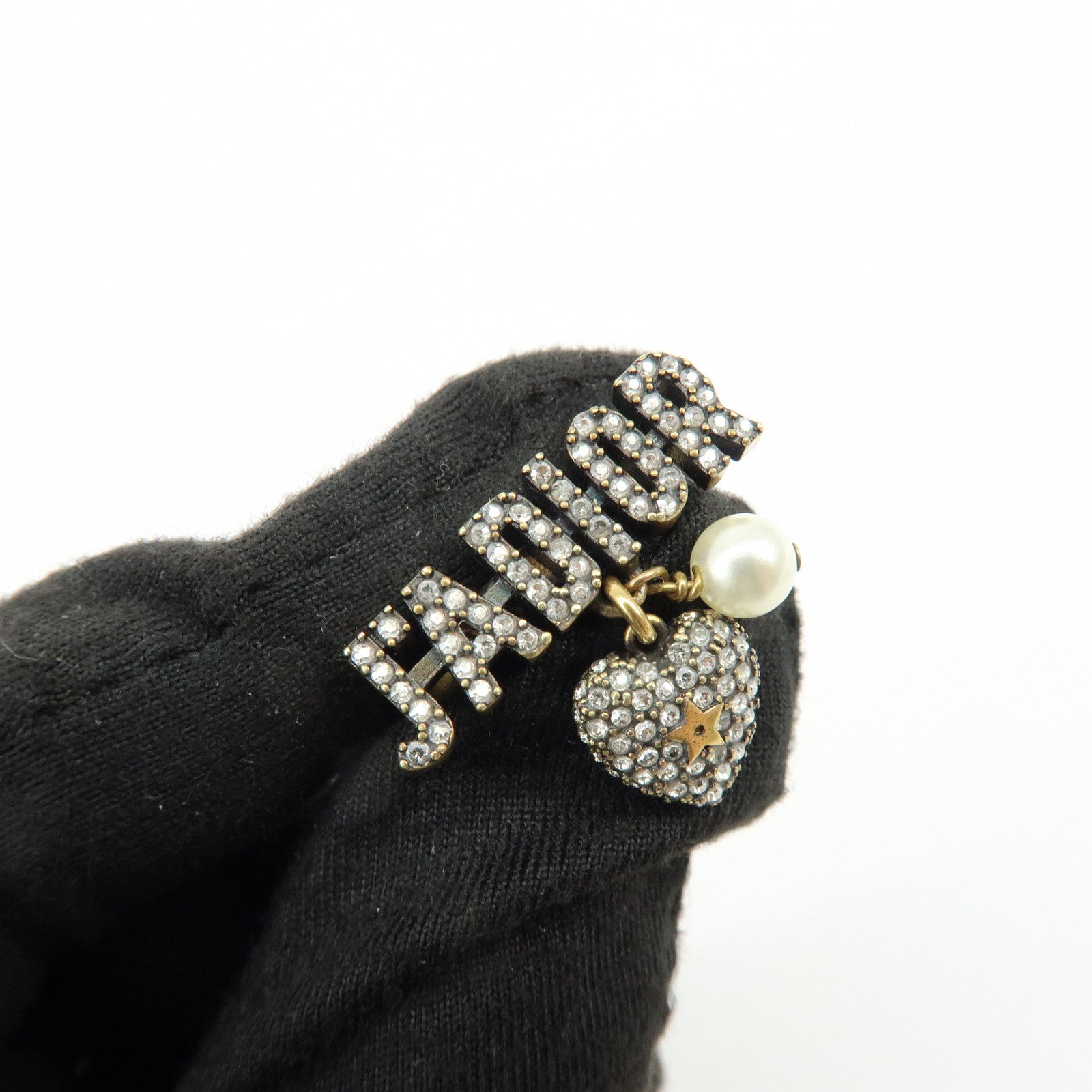Christian Dior J'Adior Metal Rhinestone Ring Size S Gold