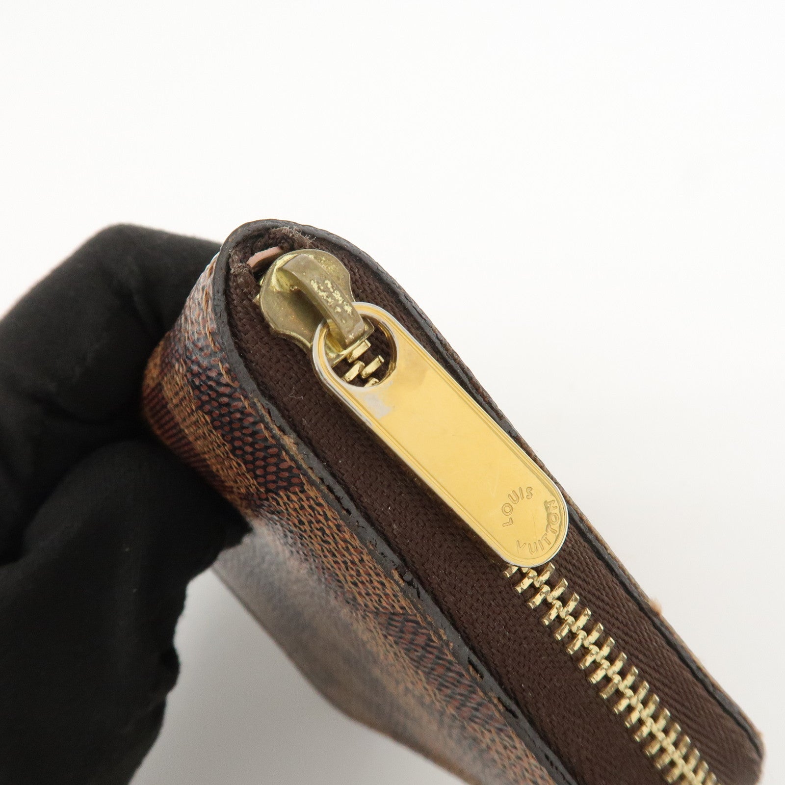 Louis Vuitton Damier Canvas Zippy Round Coin Case Coin Pourse Brown N60213