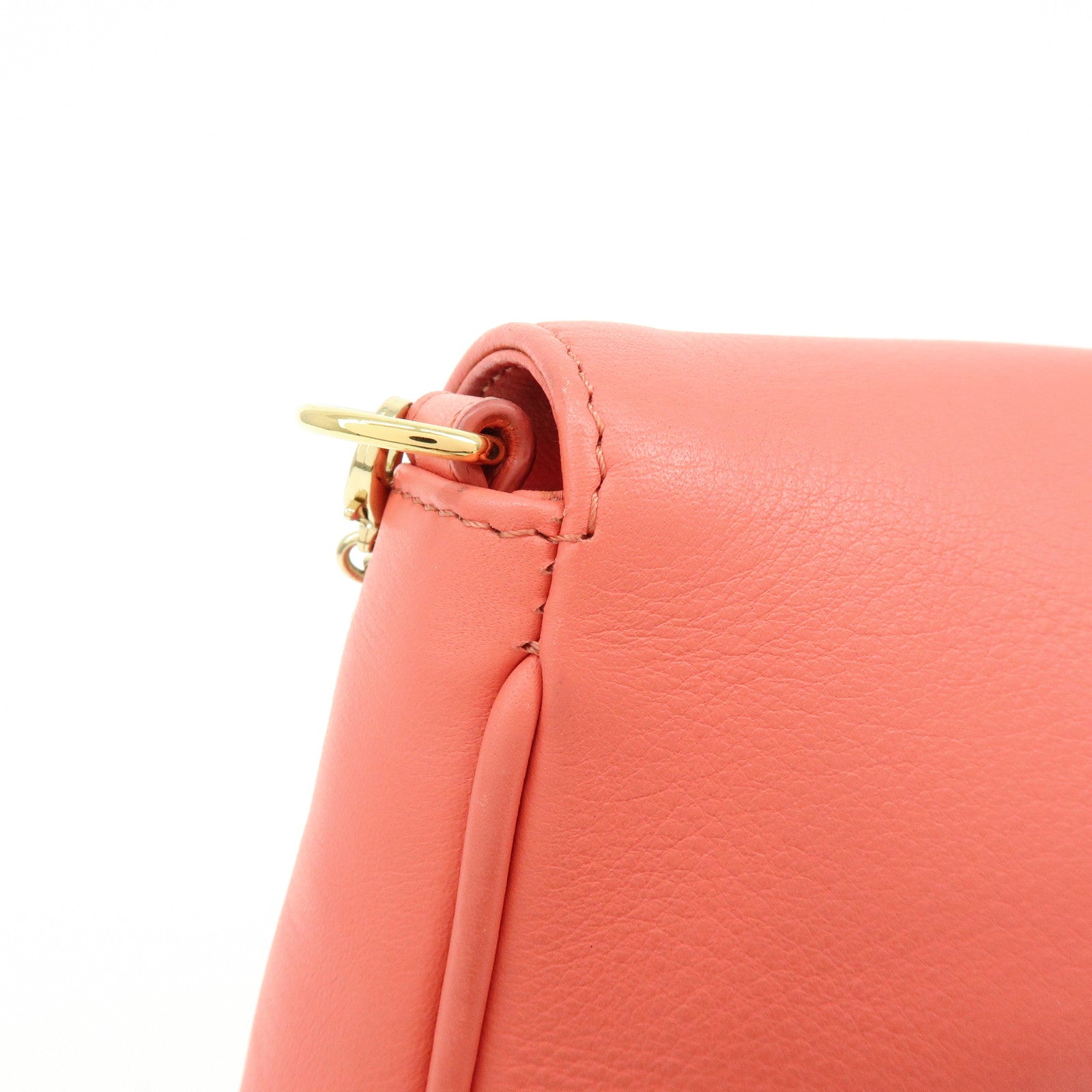 FENDI Leather Chain Shoulder Bag Purse Crossbody Bag Pink 8M0276