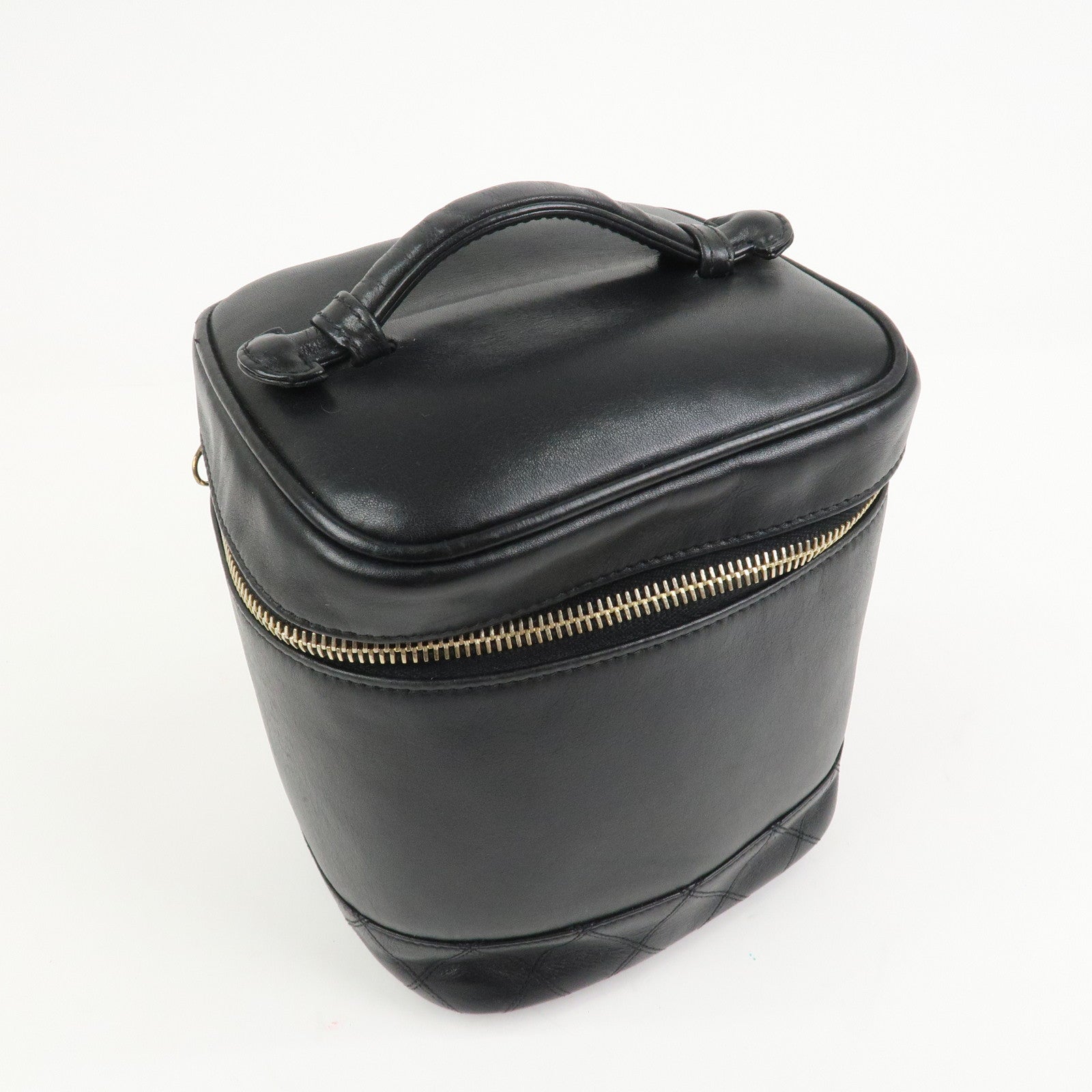 CHANEL Bicolore Lambskin Vanity Bag Hand Bag Black A01619