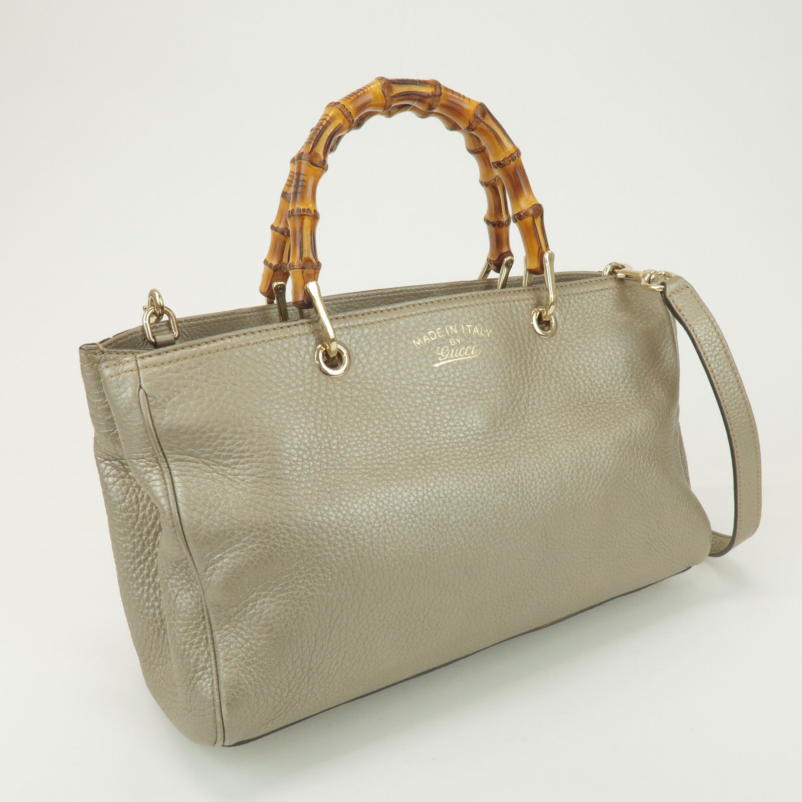 GUCCI Bamboo Shopper Medium 2Way Bag Shoulder Bag Gold 323660
