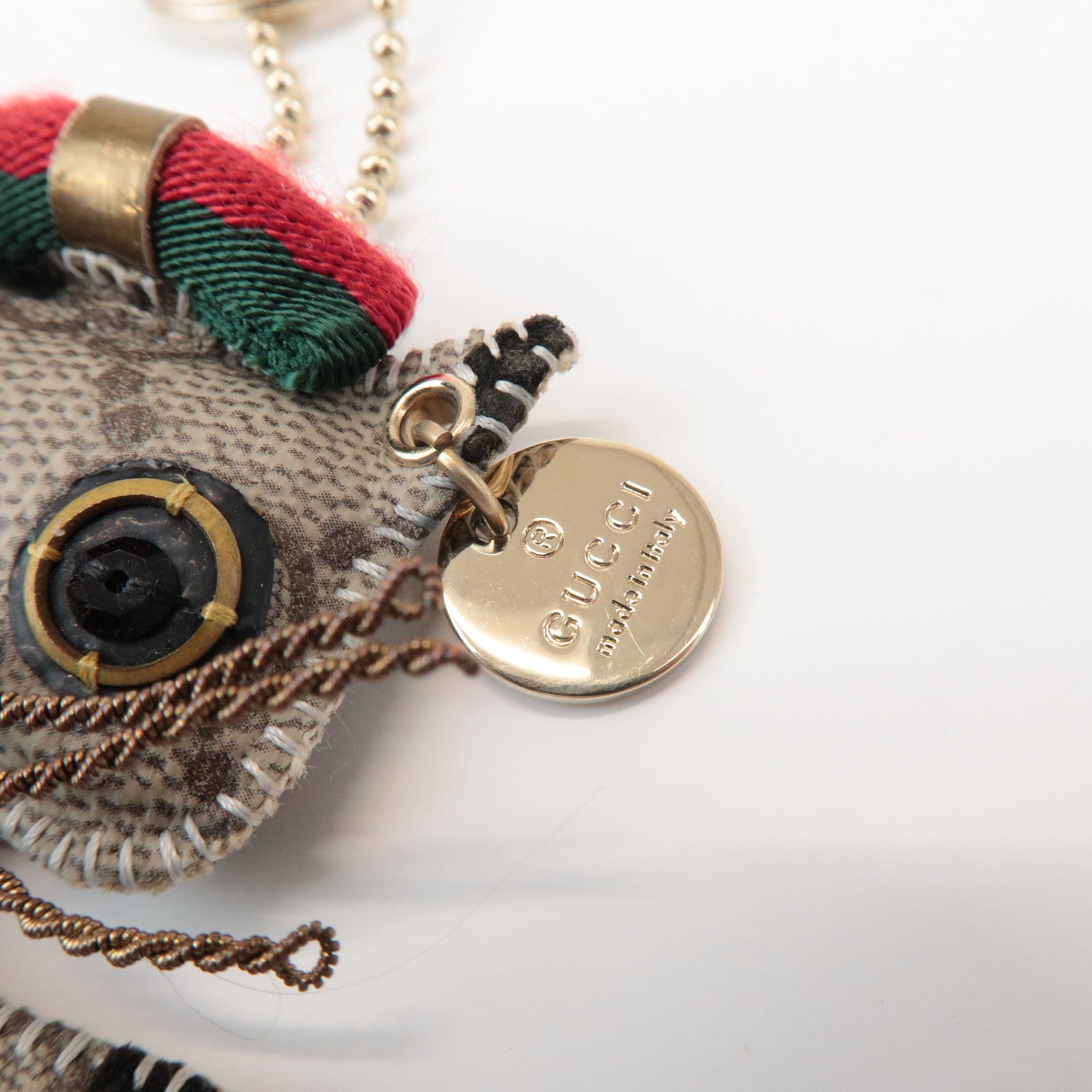 GUCCI Sherry GG Plus Gucciori Christina Bag Charm Key Holder Beige