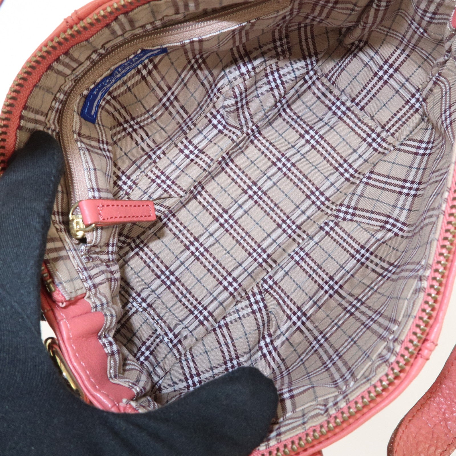BURBERRY 2Way Bag Hand Bag Pink Gold Hardware