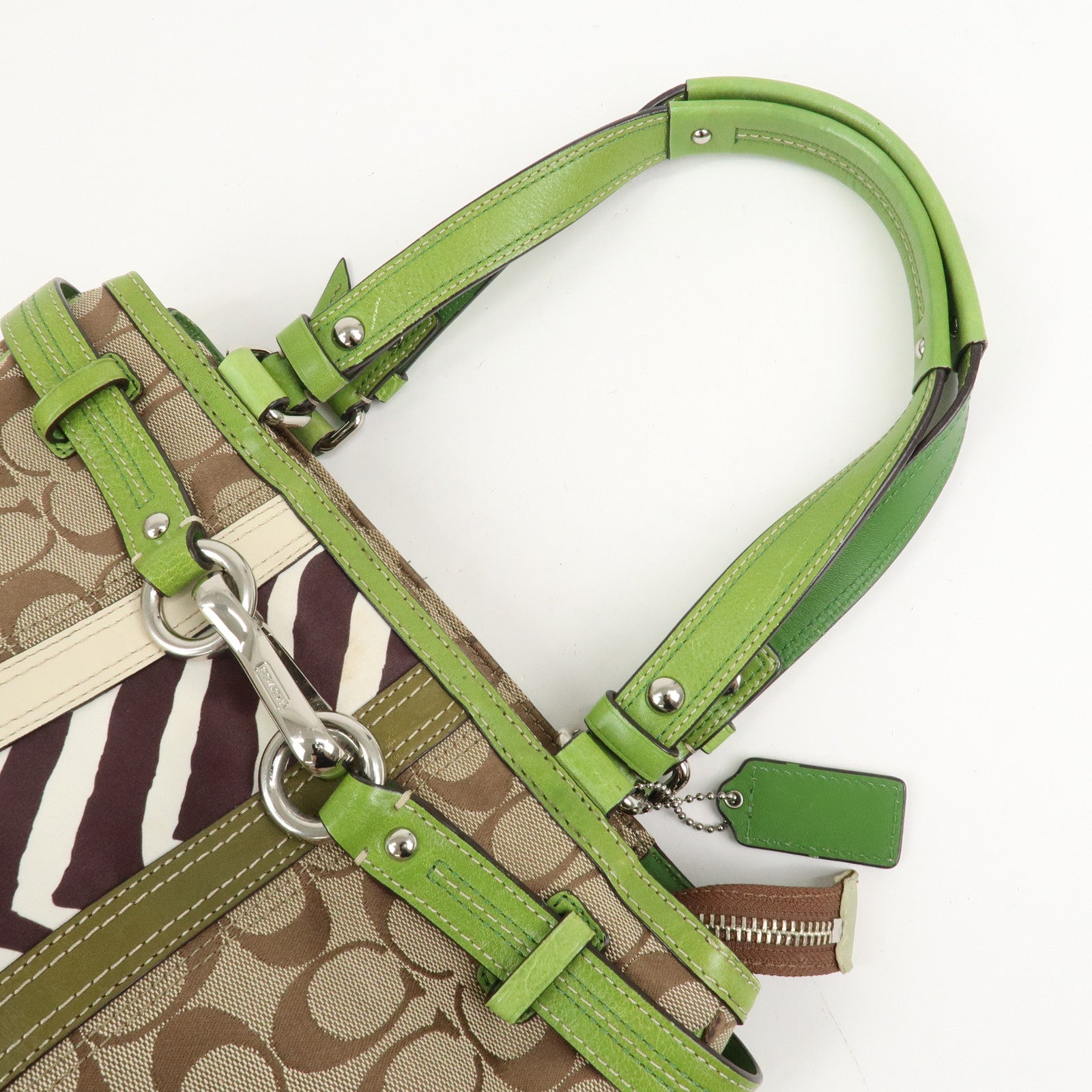 COACH Signature POPPY Set of 2 Canvas Leather Shoulder Hand Bag