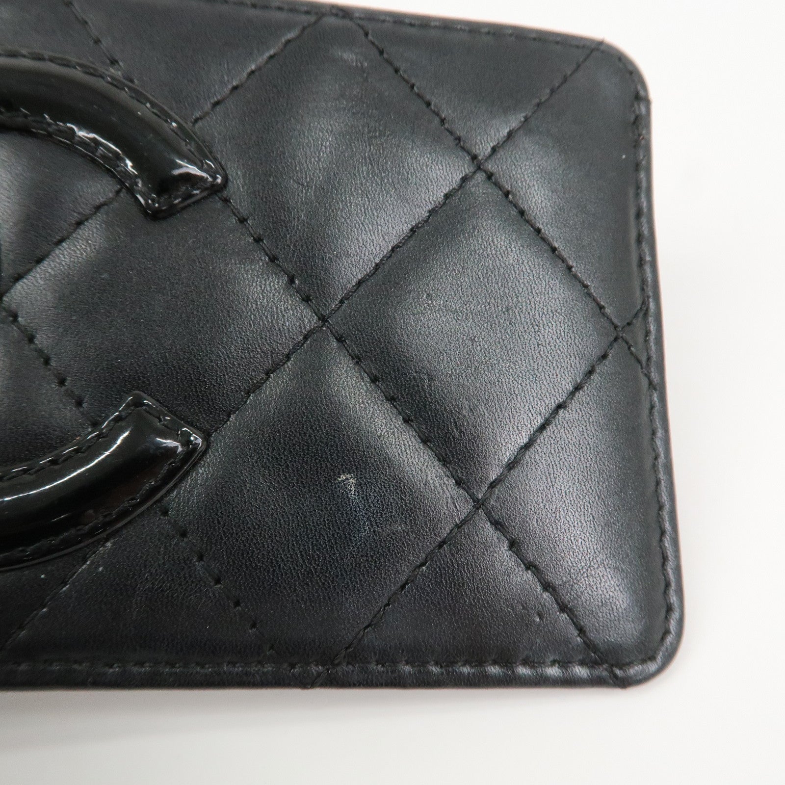 CHANEL Cambon Line Matelasse COCO Mark Card Case Black A26725