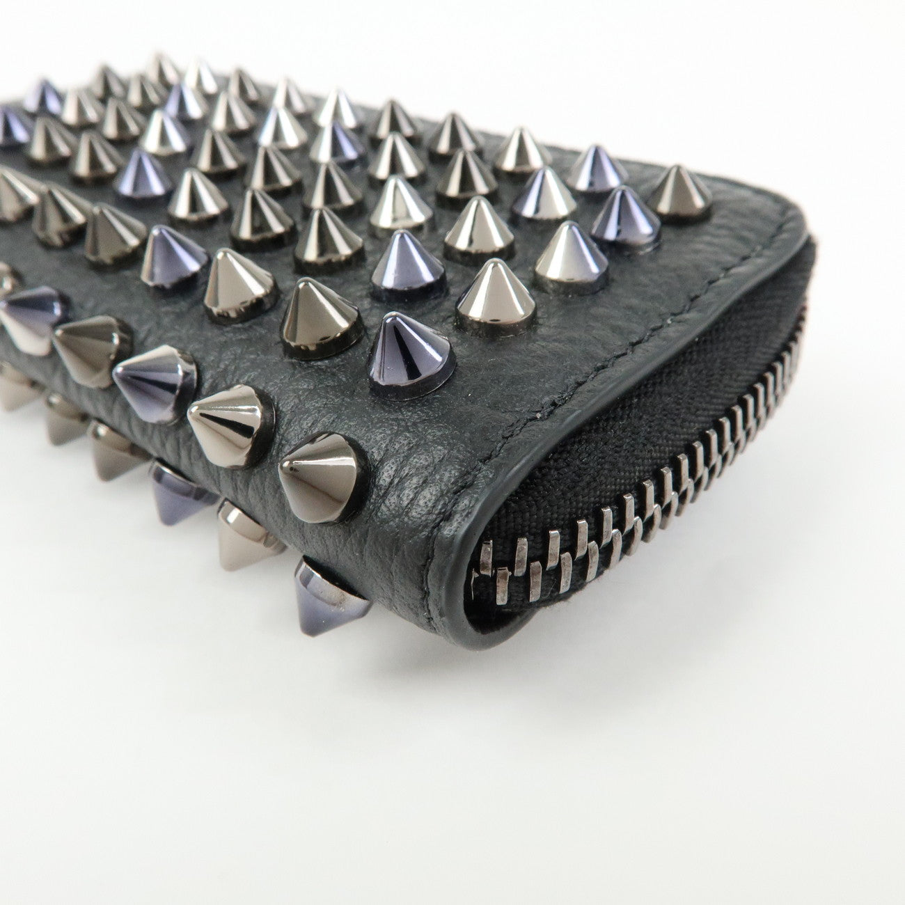 Christian Louboutin Leather Panettone Studs Key Case Black
