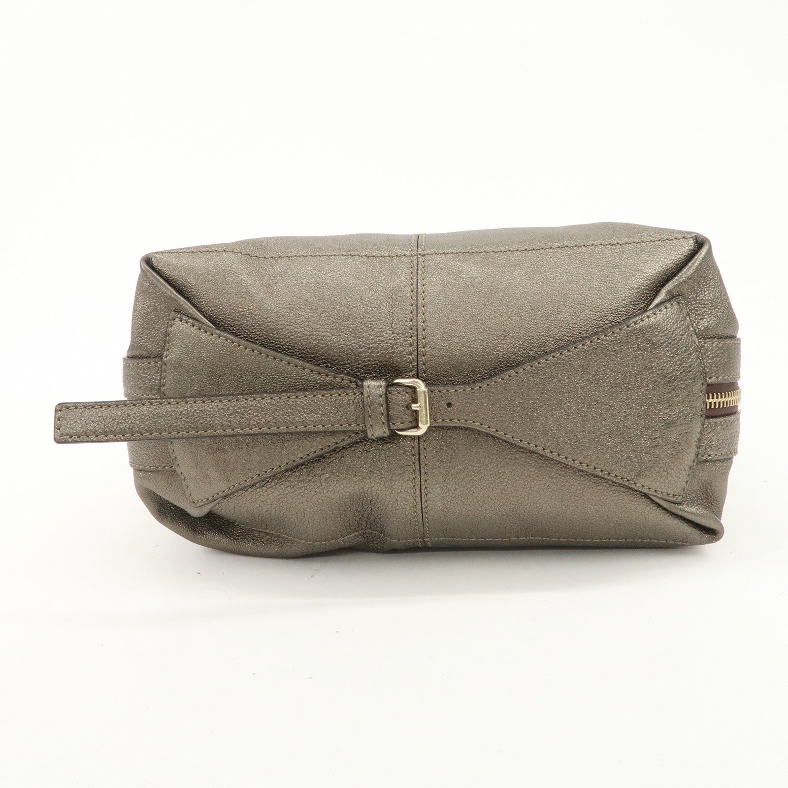 JIMMY CHOO Tulita Leather Shoulder Bag Hand Bag Metallic Brown