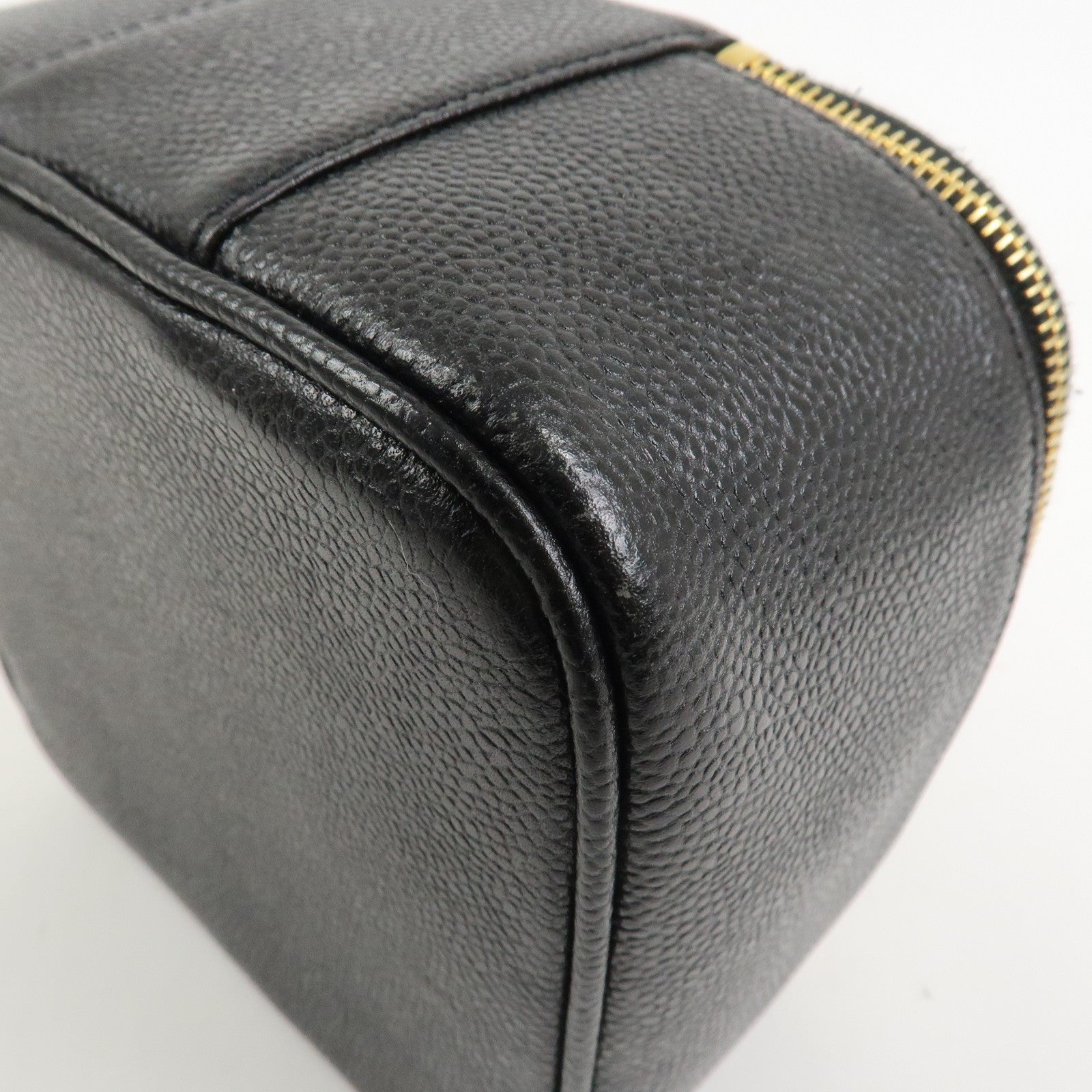 CHANEL Caviarskin COCO Mark Vanity Bag Hand Bag Black A01997