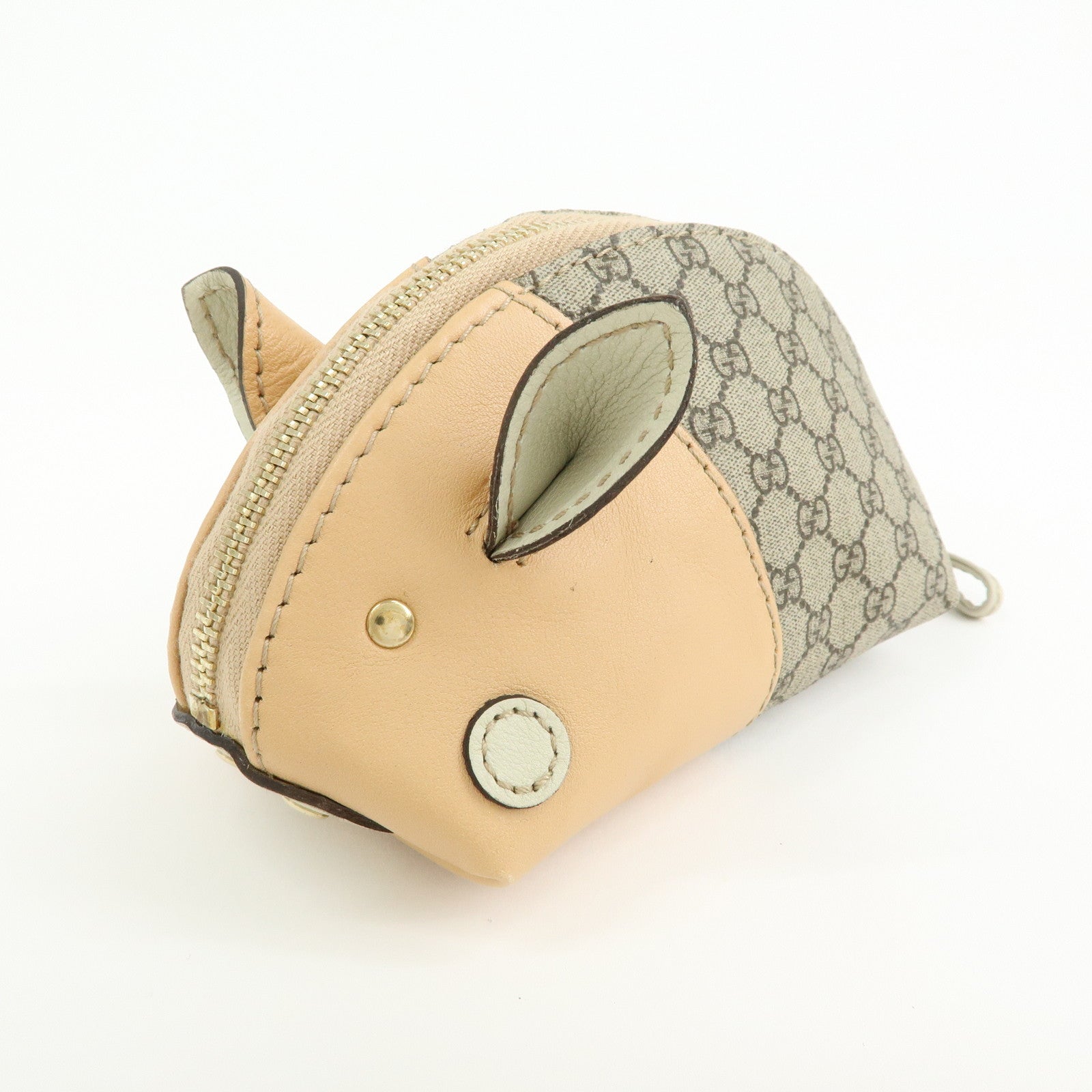 GUCCI GG Supreme Leather Pig Coin Case Purse Zoo Series 256866