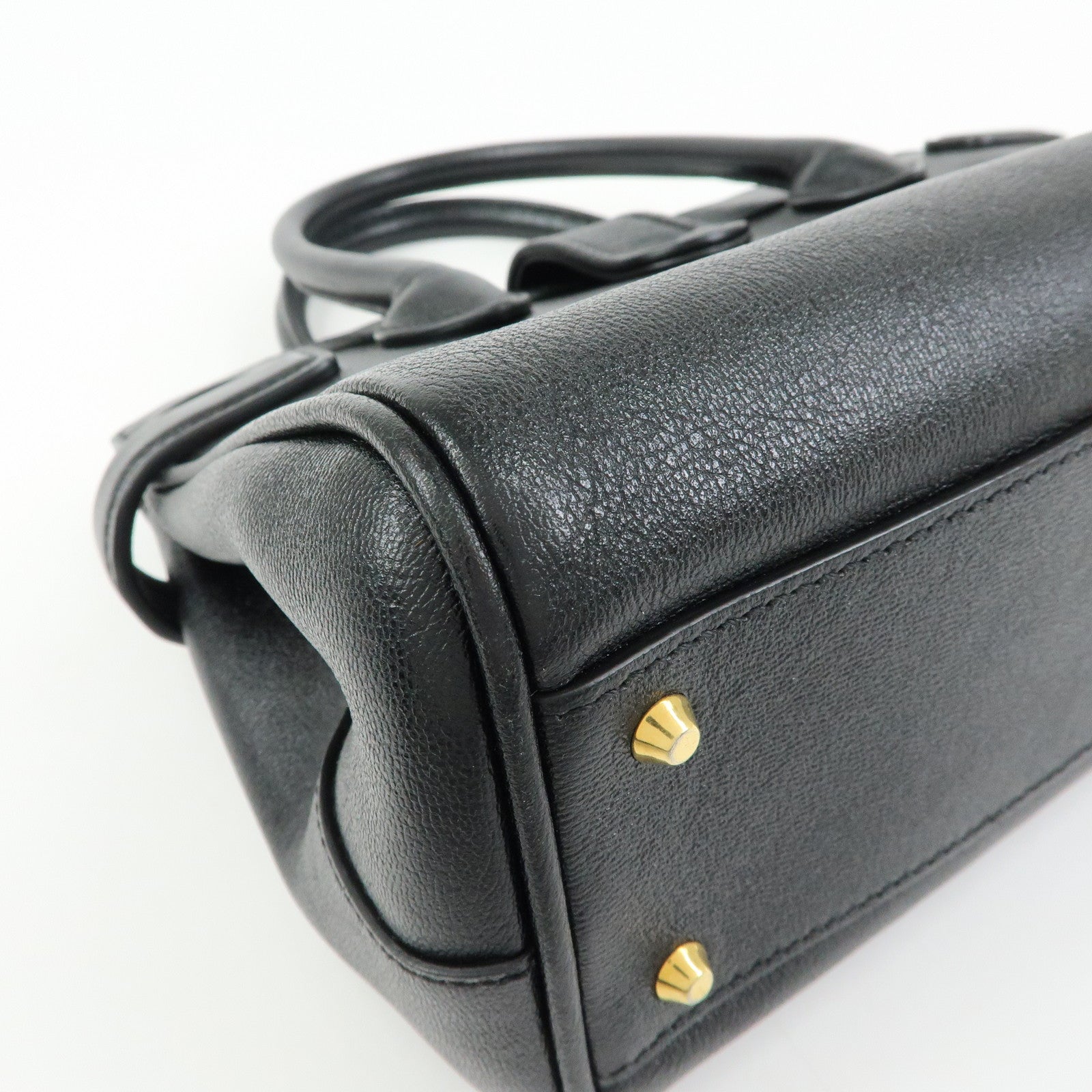 GUCCI GG Marmont Top Handle Leather 2Way Bag Hand Bag Black 658450