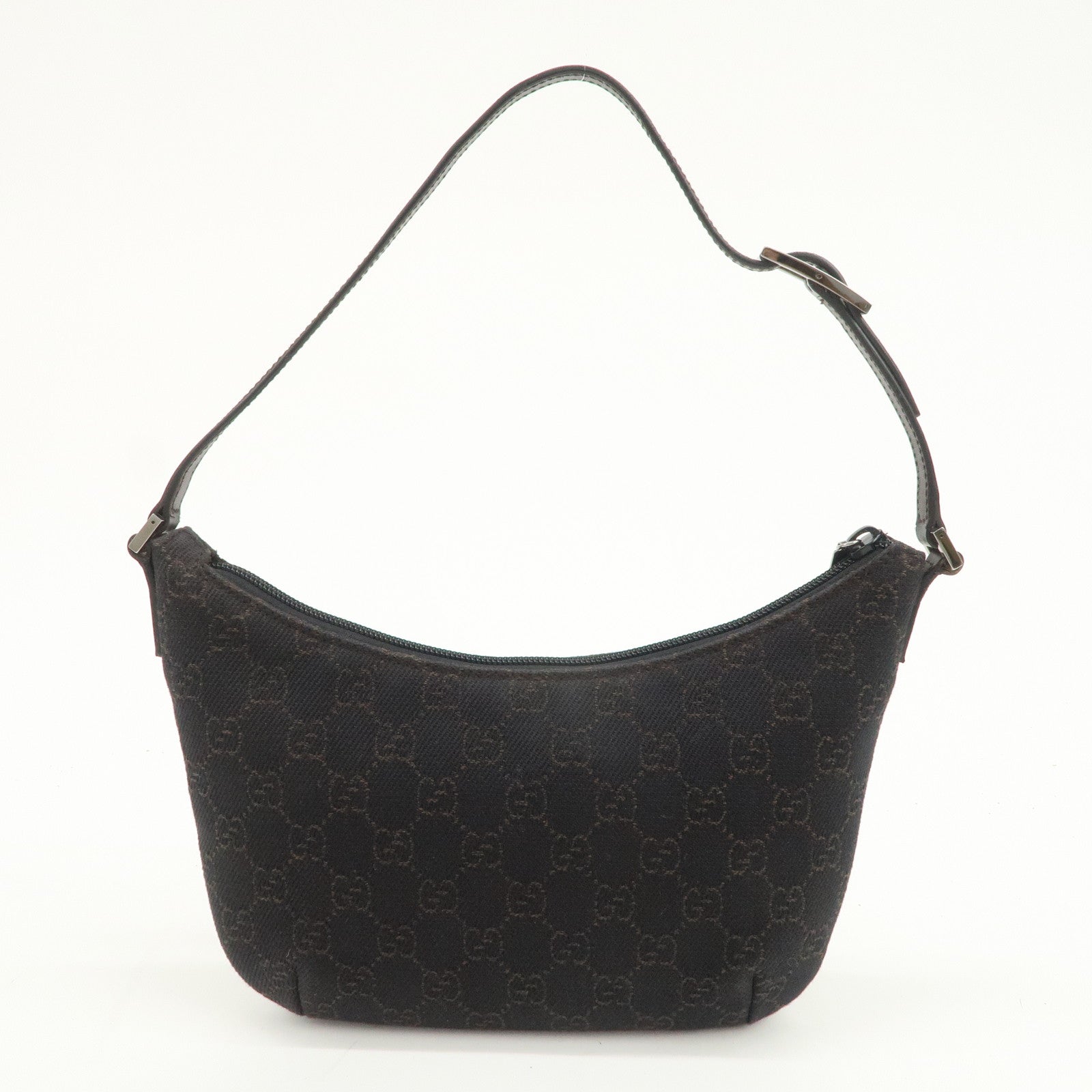 GUCCI GG Canvas Leather Hand Bag Shoulder Bag Black 32160