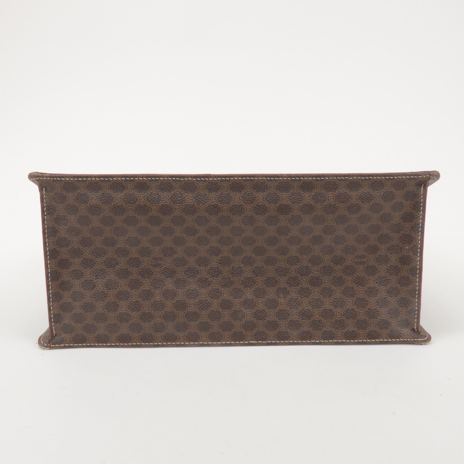 CELINE Macadam PVC Coated Canvas Leather Hand Bag Tote Bag Brown