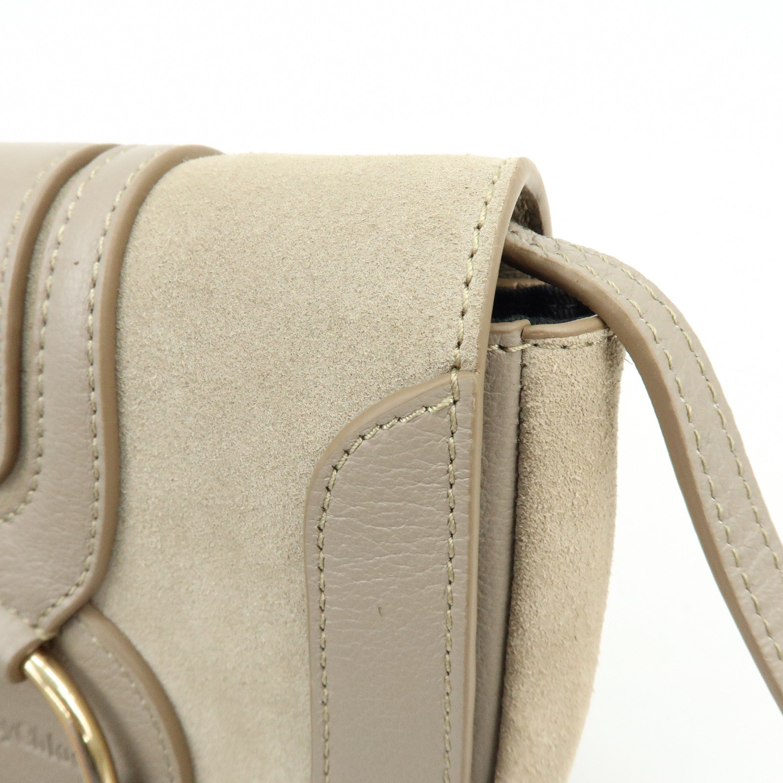 Chloe See By Chloe Hana Suede Leather Shoulder Crossbody Bag Greige
