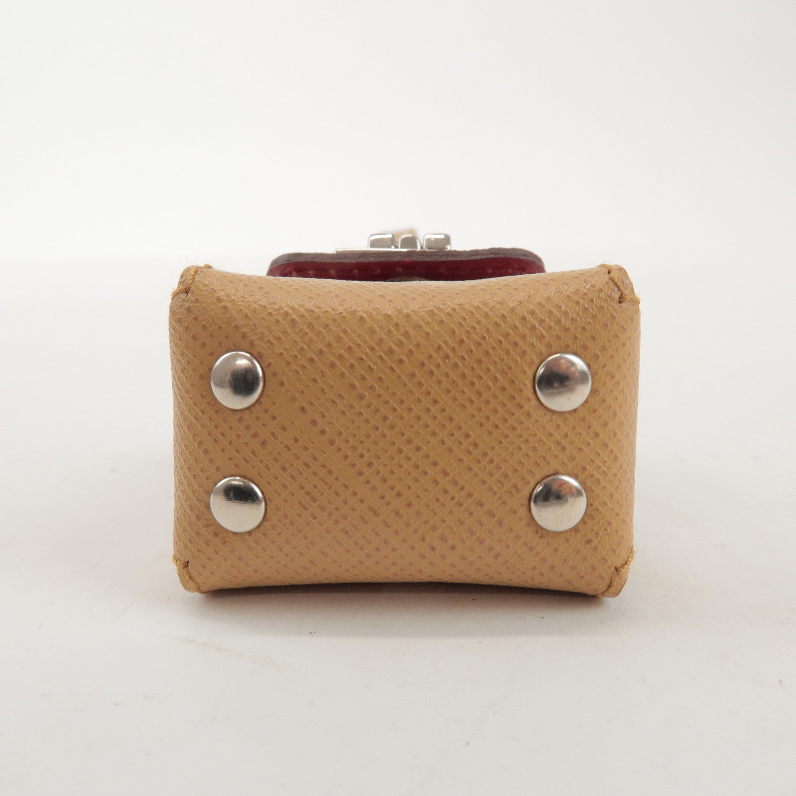Ferragamo Gancini Leather Bag Charm Key Charm Beige