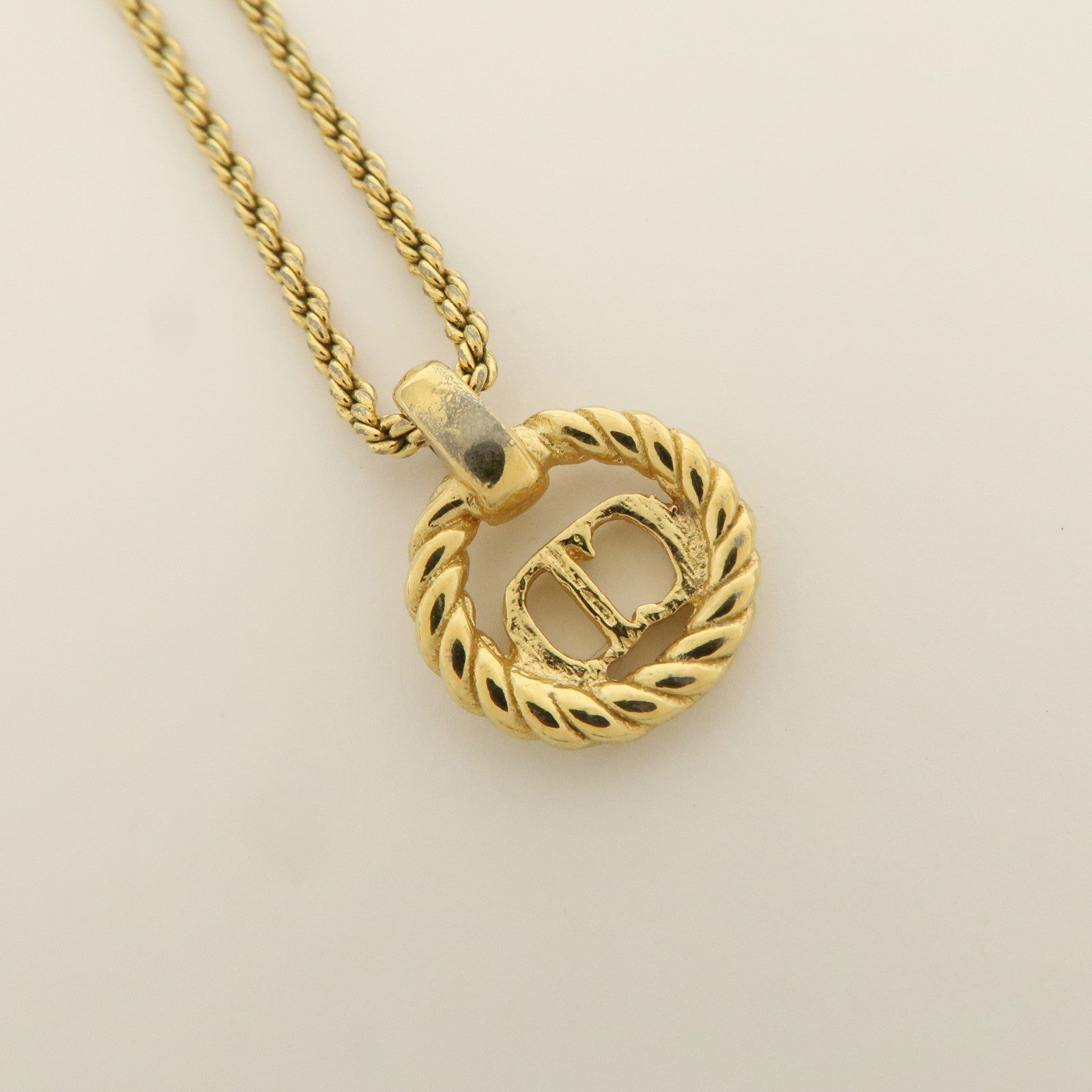 Christian Dior CD Logo Metal Necklace Choker Gold