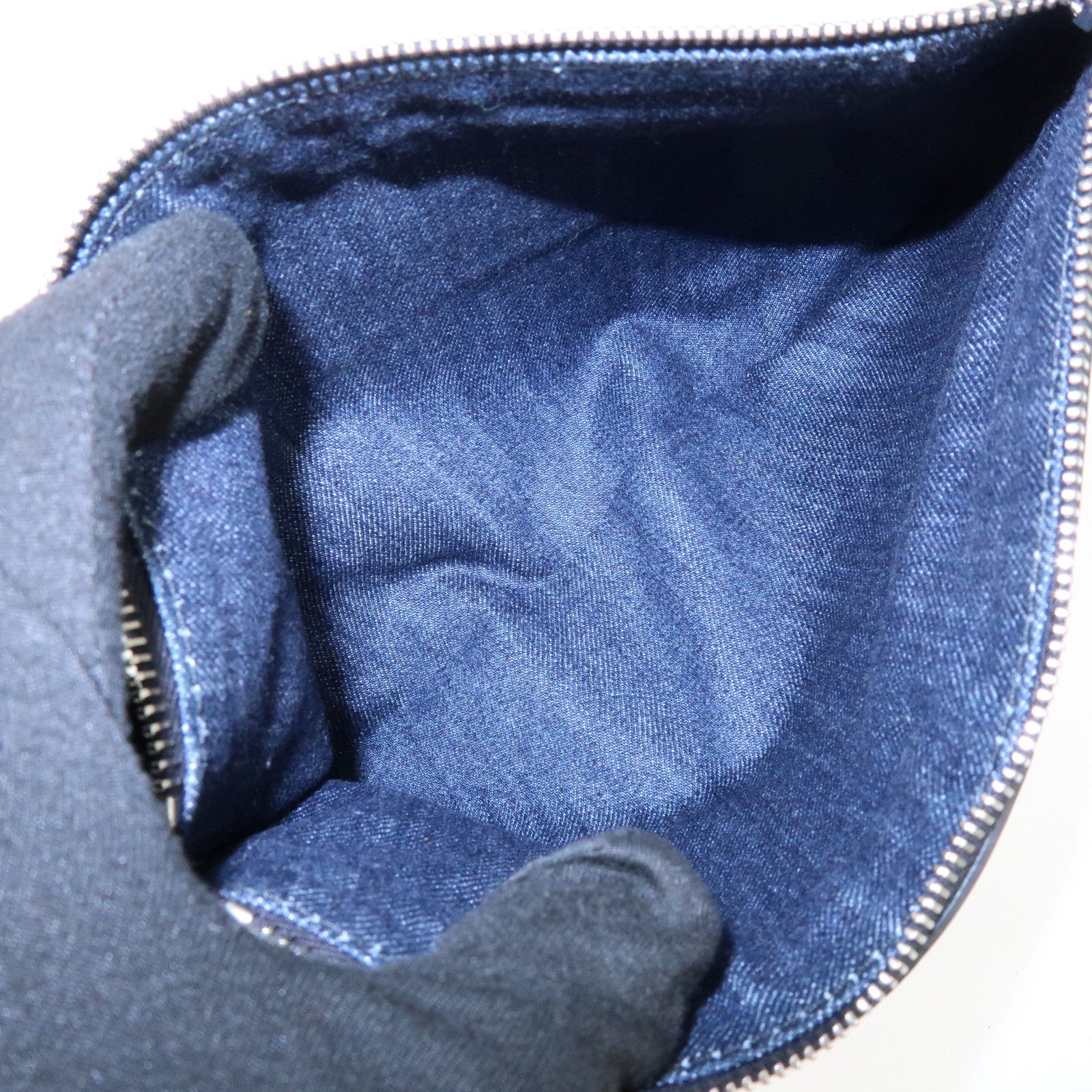 PRADA Logo Denim 2Way Bag Hand Bag Shoulder Bag Navy 1BG244