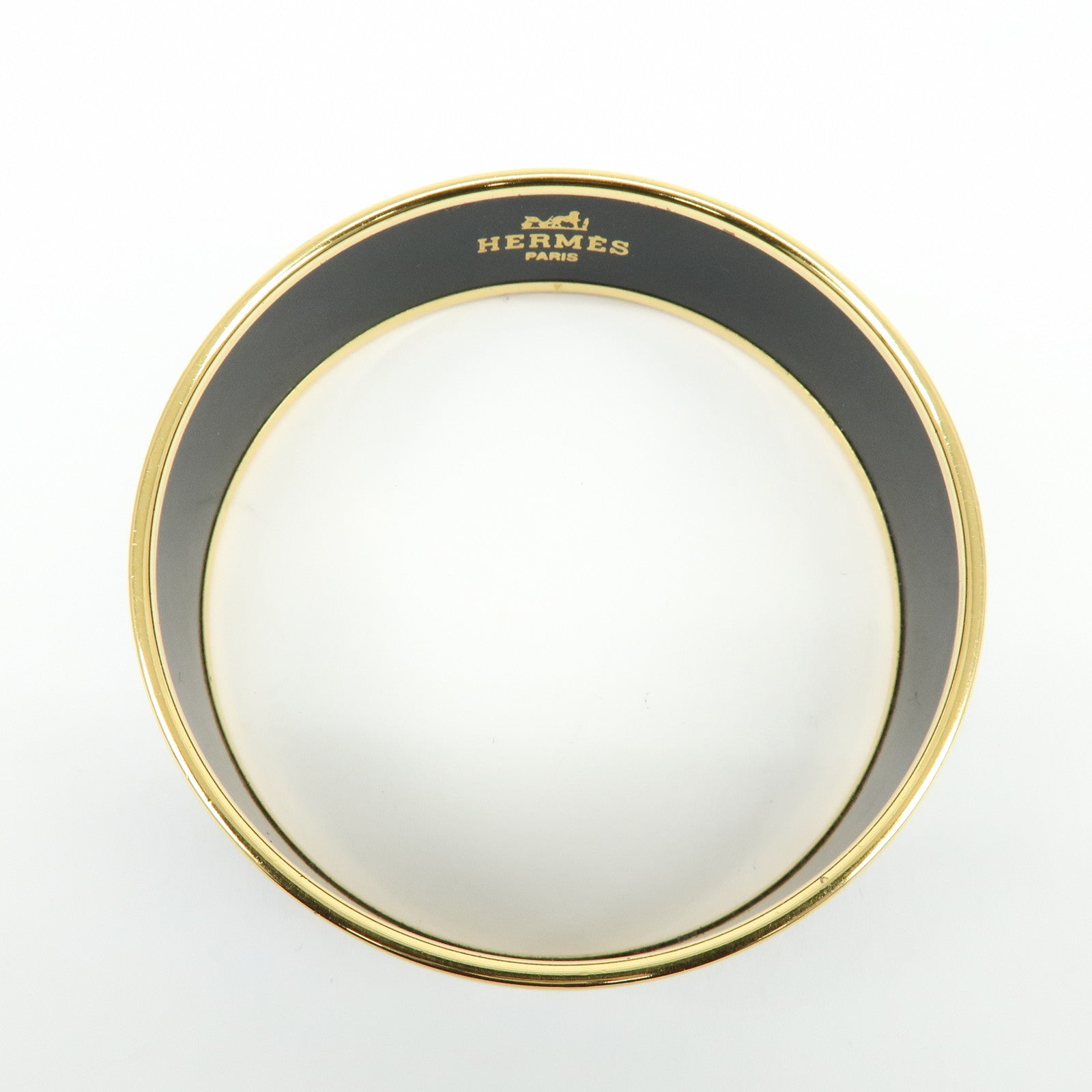 HERMES Email GM Gold Plated Bangle Bracelet Blue Multicolor