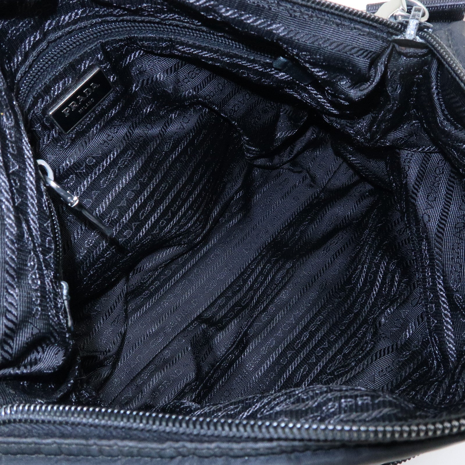 PRADA Triangle Logo Nylon Leather Shoulder Bag Crossbody Bag Black