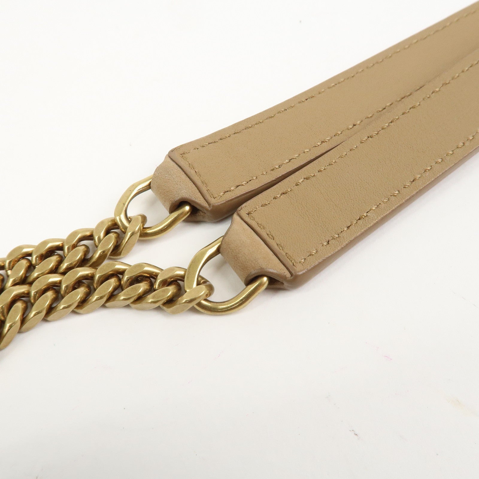 SAINT LAURENT PARIS Niki Mouton Leather Shoulder Bag Light Brown