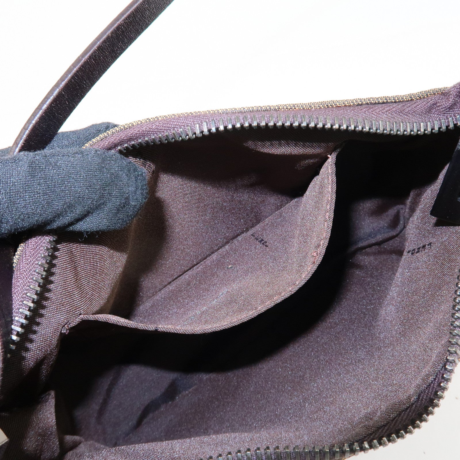 FENDI Zucca Canvas Leather Mini Hand Bag Dark Brown Black 8BR155 Used