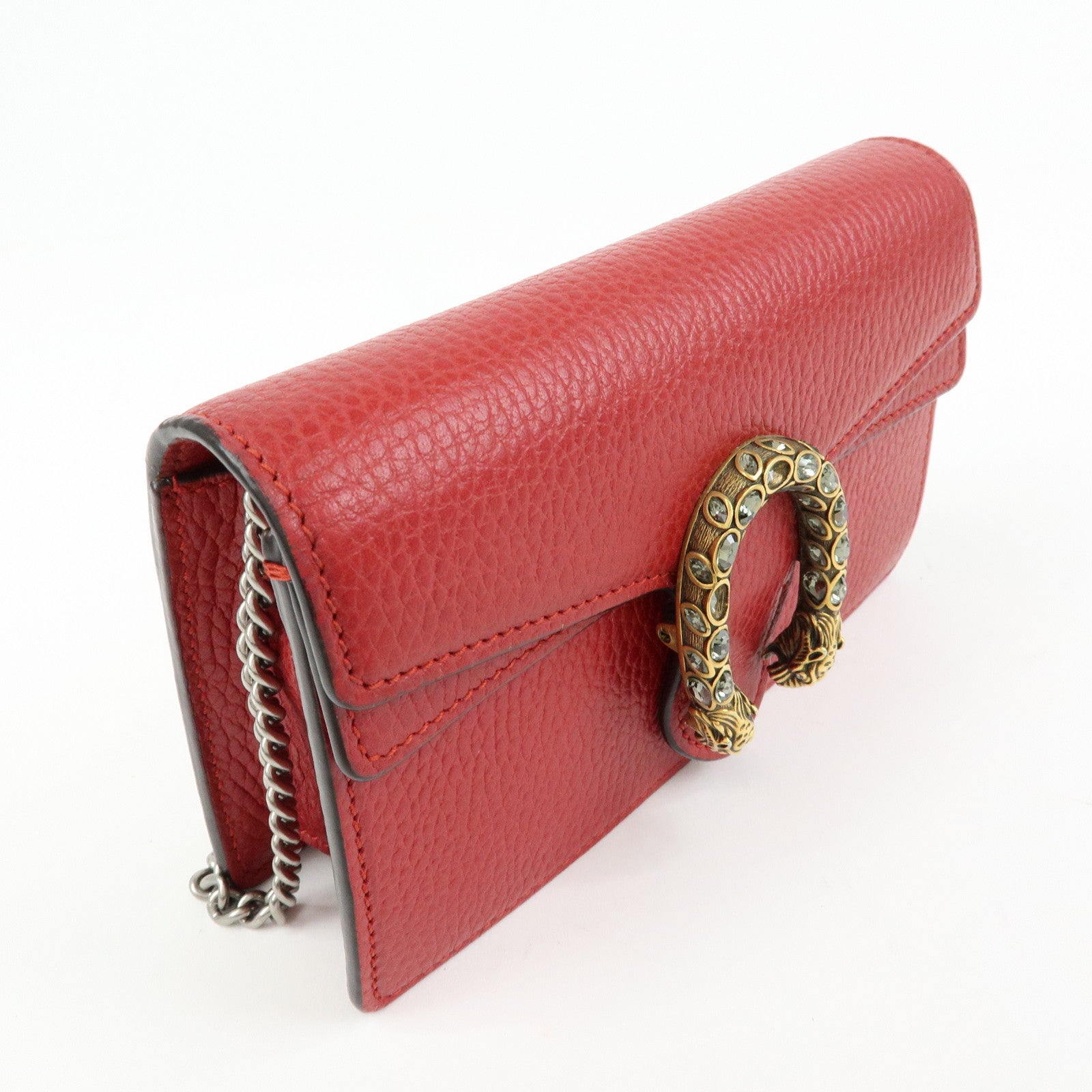 GUCCI Dionysus Super Mini Bag Leather Chain Shoulder Bag Red 476432
