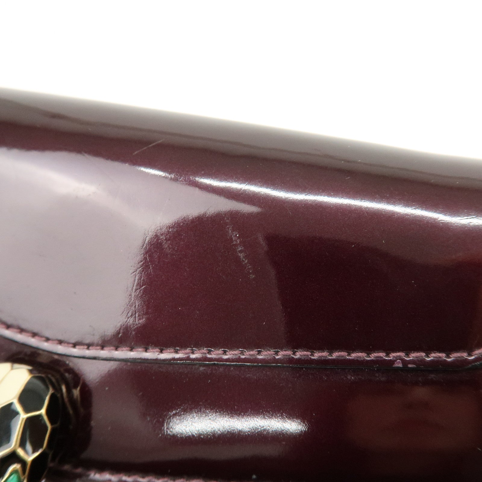 BVLGARI Serpenti Forever Patent Leather Chain Wallet Purple