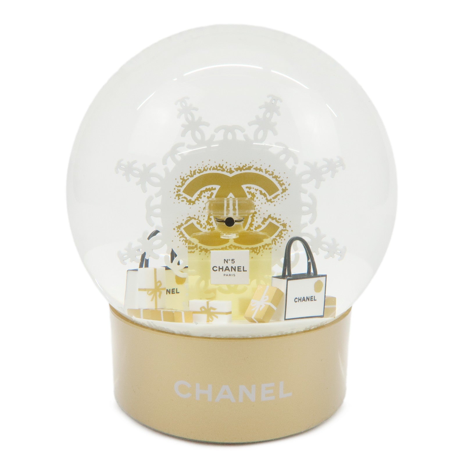 CHANEL Snow Globe Snow Dome 2024 Christmas Novelty Gold