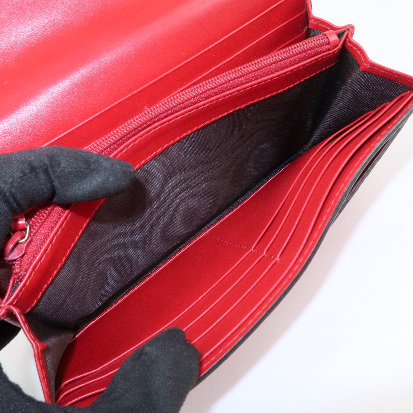 GUCCI Guccissima Interlocking G Flap Long Wallet Red 388679