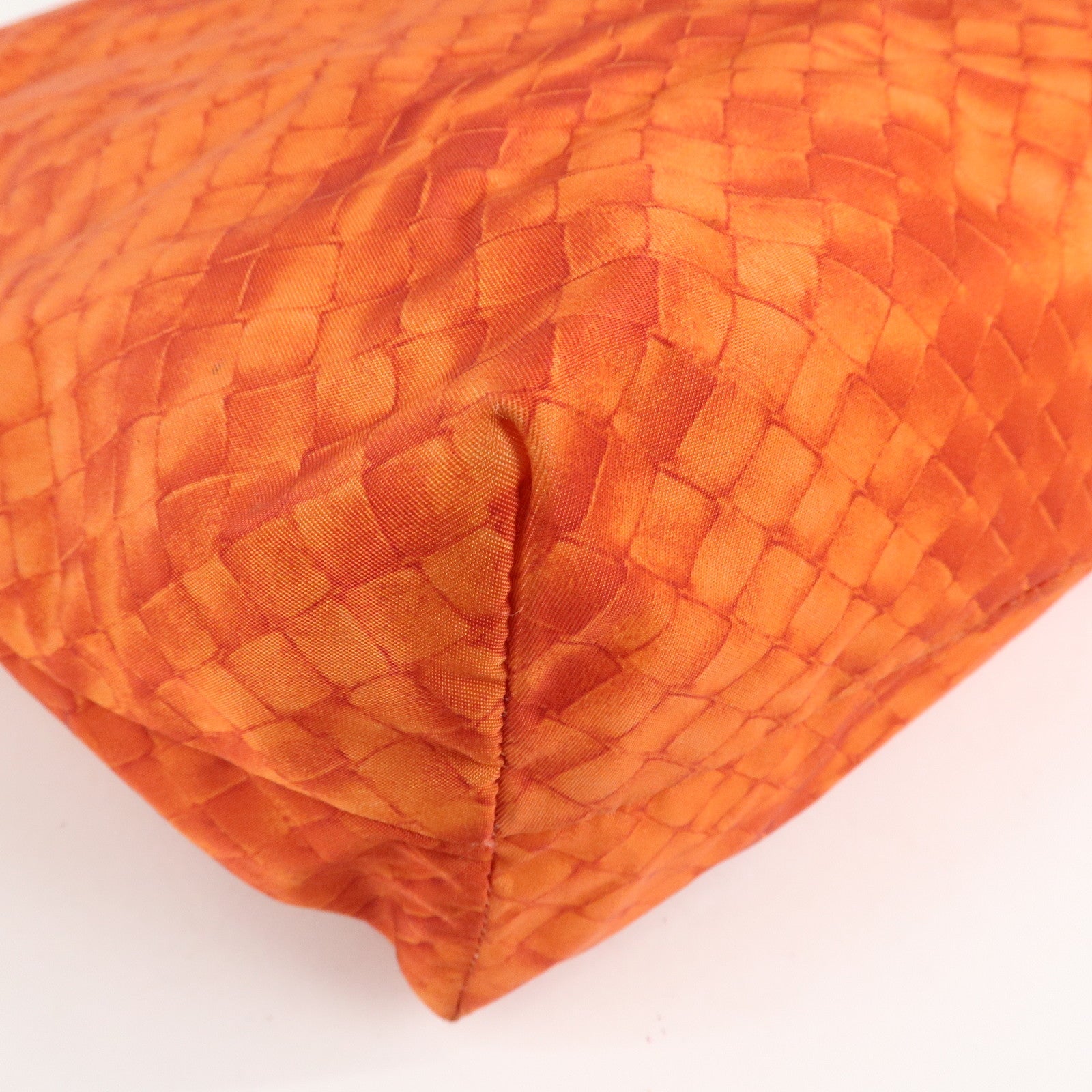 BOTTEGA VENETA Intrecciato Lujon Nylon Leather Tote Bag Orange Used