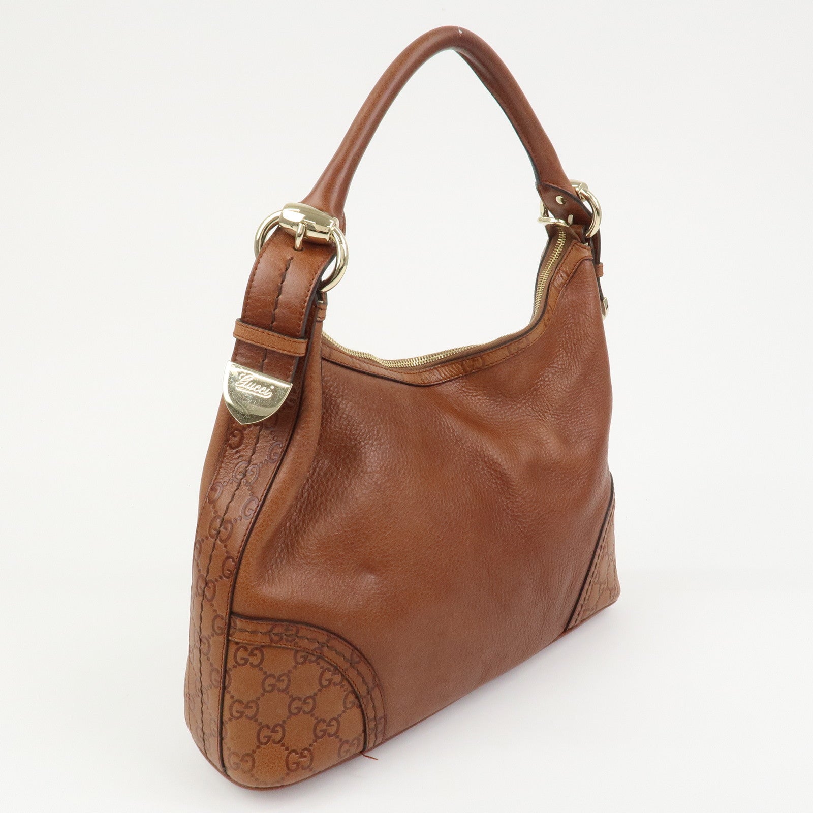 GUCCI Guccissima Leather Shoulder Bag Hand Bag Brown 181515