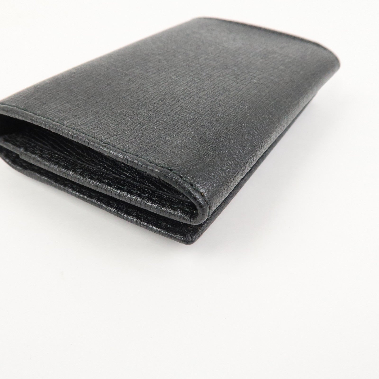 GUCCI Interlocking G Leather Card Case Black 306717