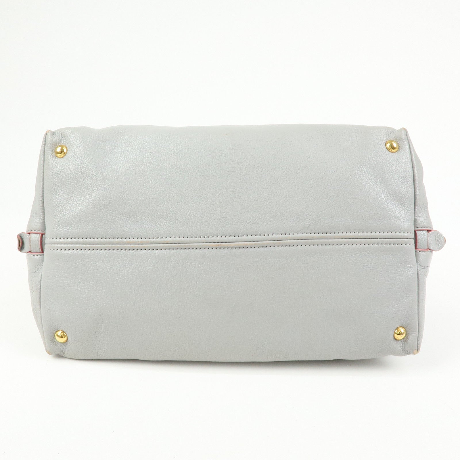 MIU MIU MADRAS Leather 2Way Bag Hand Bag Shoulder Bag Gray 5BB015