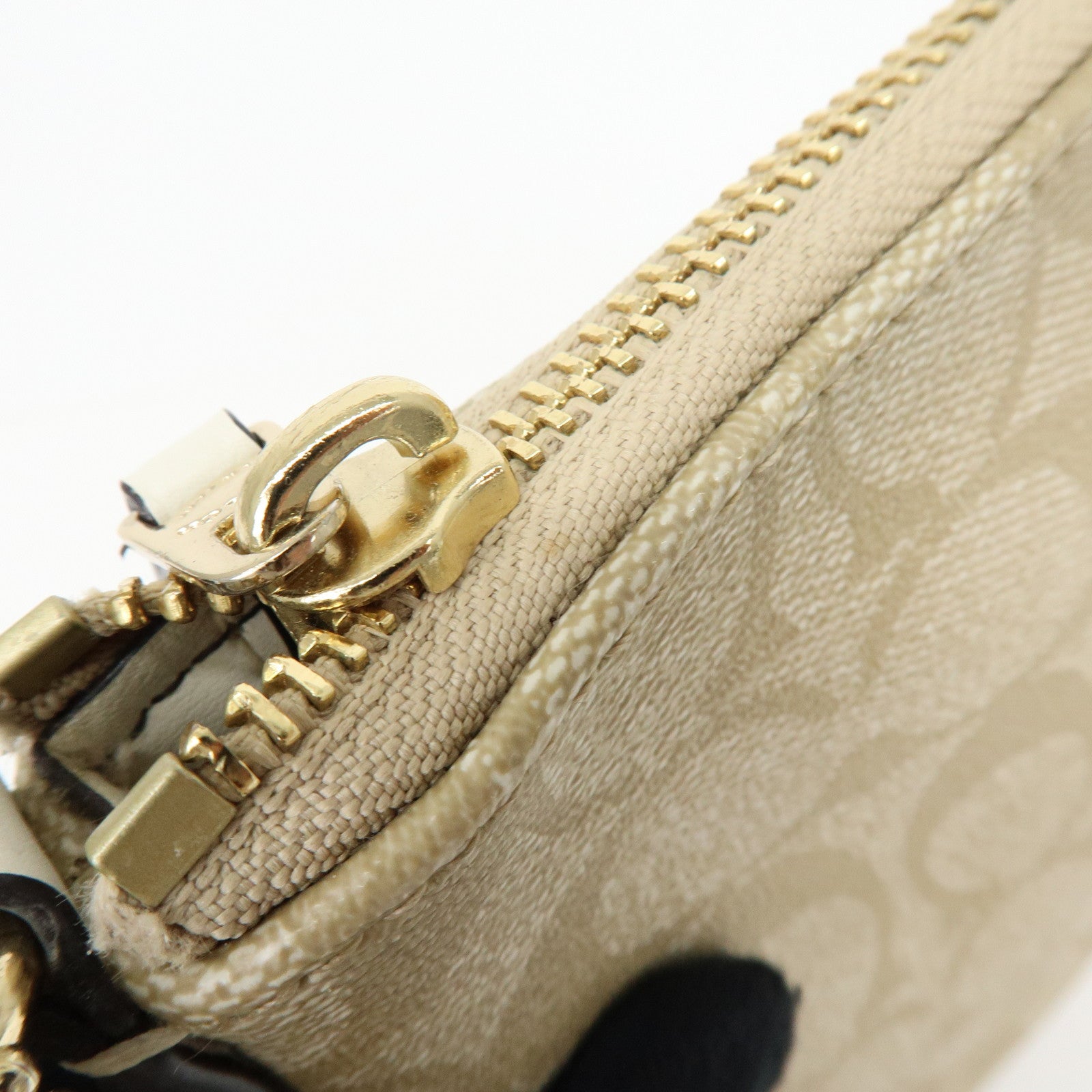 COACH Signature PVC Leather Shoulder Crossbody Bag Beige White