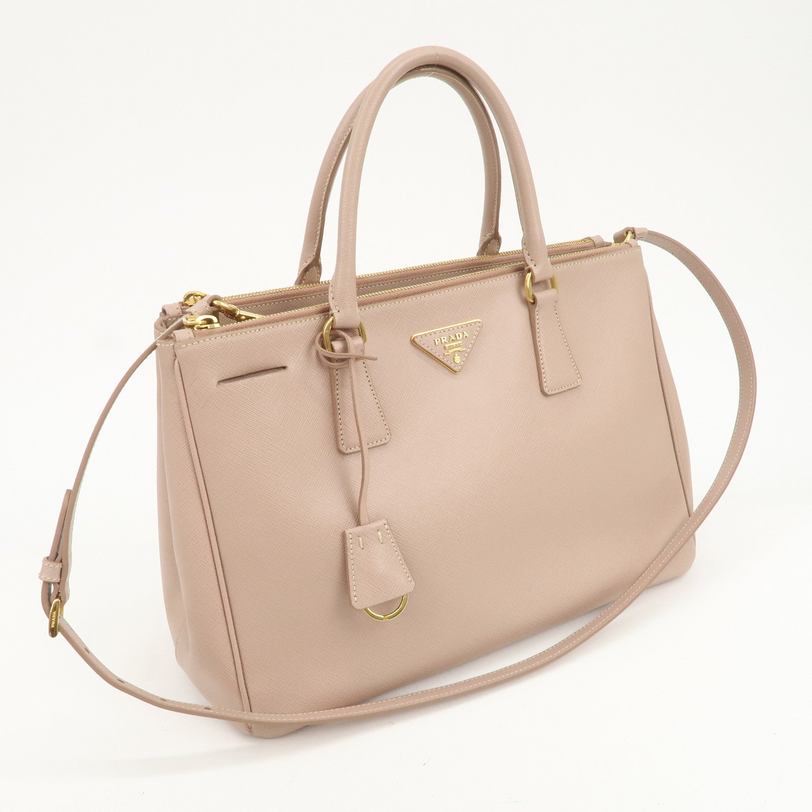 PRADA Triangle Logo Galleria 2Way Bag Shoulder Bag Pink BN2274