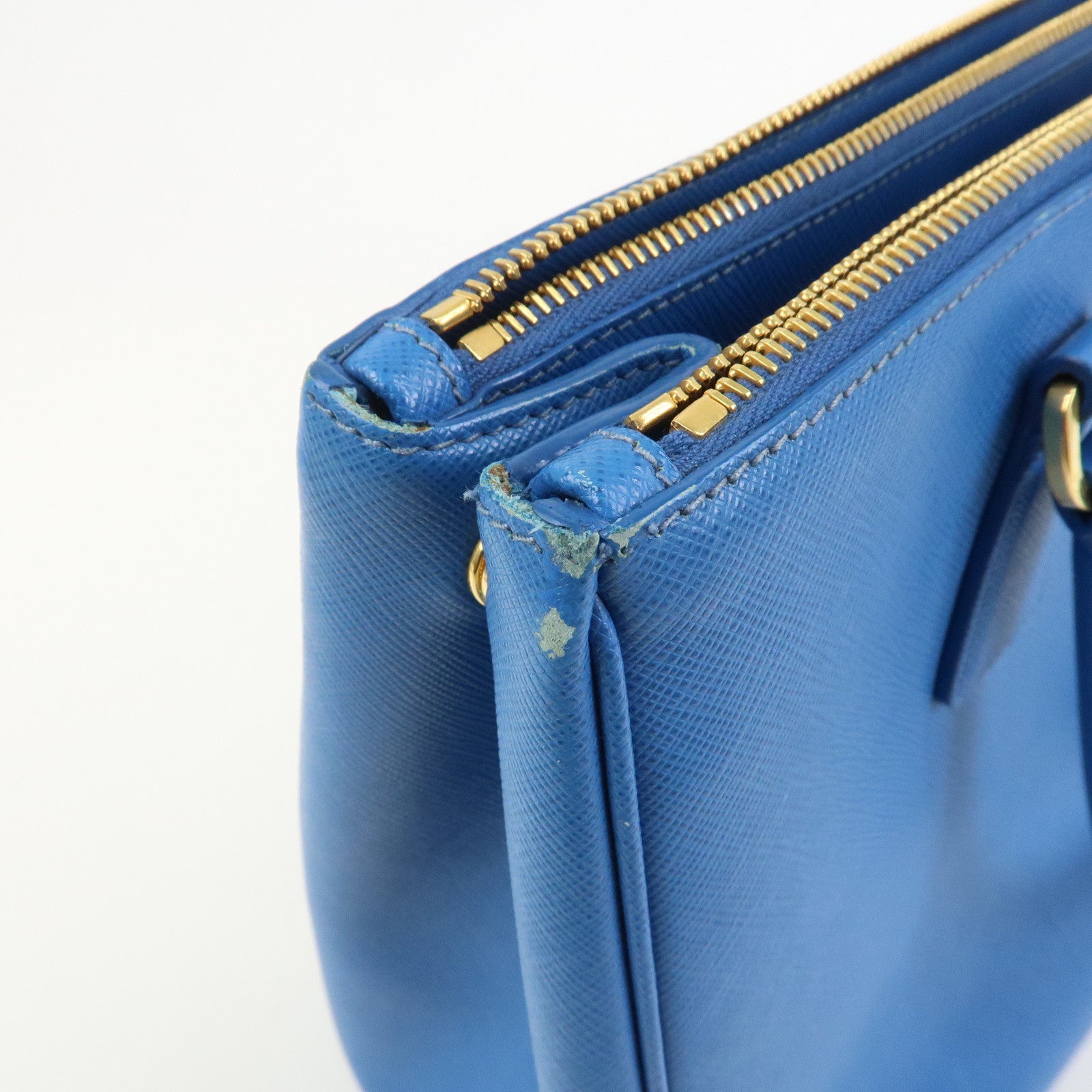 PRADA Triangle Logo Galleria Saffiano Leather 2Way Bag Blue 1BA274