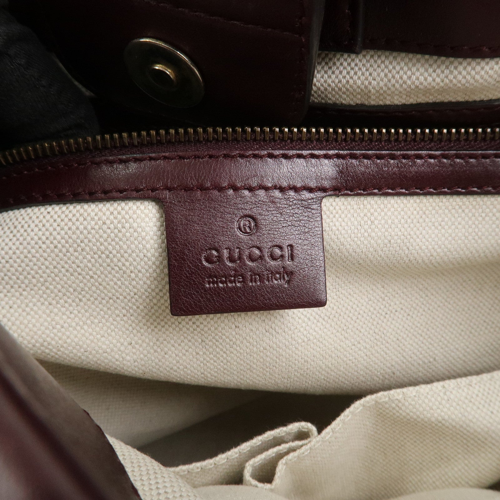 GUCCI GG Running Leather Tote Bag Hand Bag Wine Red 247183