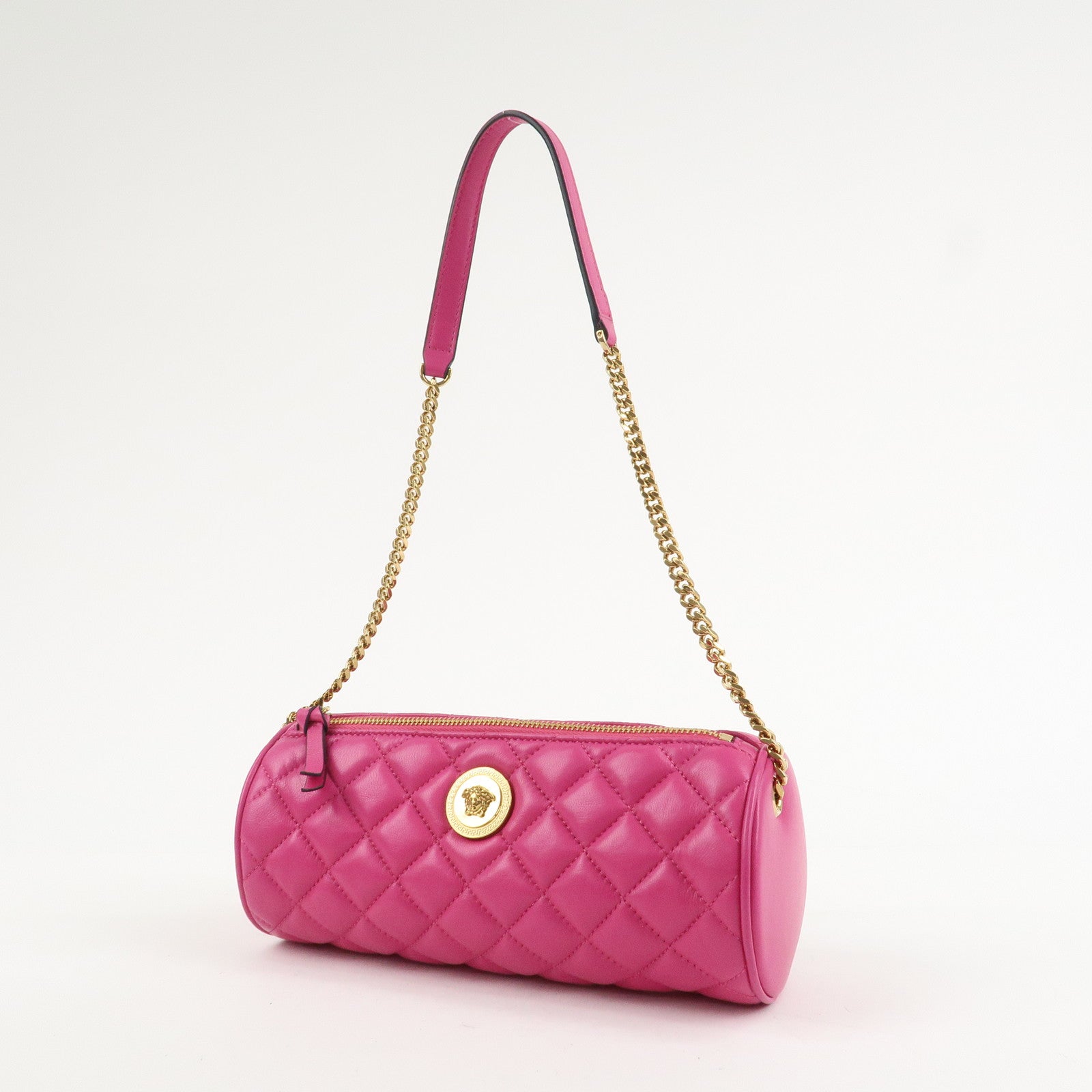 GIANNI VERSACE Medusa Chain Shoulder Bag Hand Bag Gold HDW Pink Used