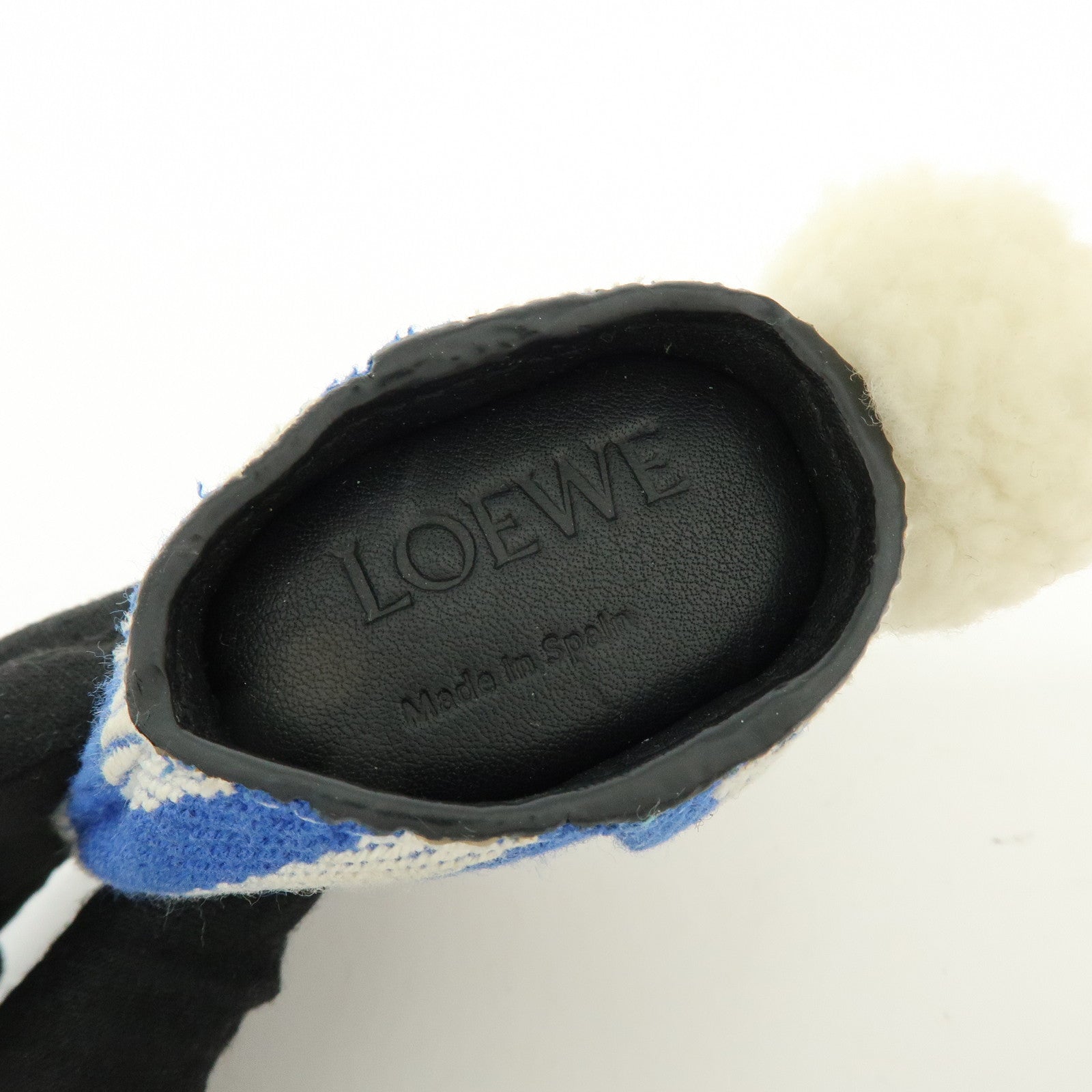 LOEWE Canvas Leather Rabbit Bag Charm Key Chain Blue Camel