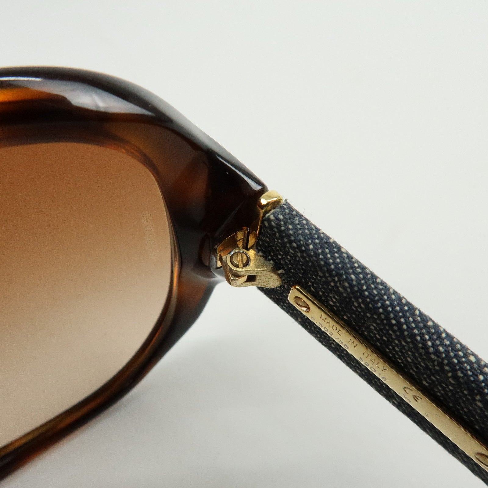 CHANEL COCO Mark Plastic Denim Sunglasses 59□16 Brown Black 5163-A