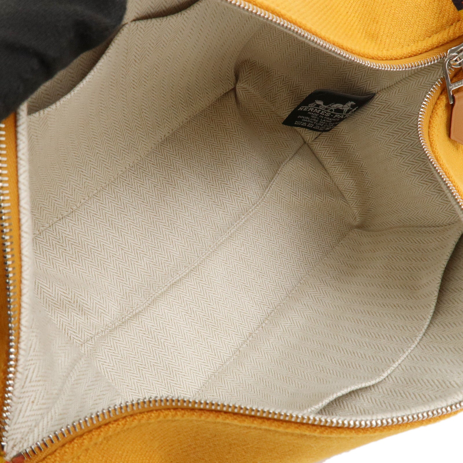 HERMES Canvas Bride A Brac PM Wool Hand Bag Ocher Orange Navy