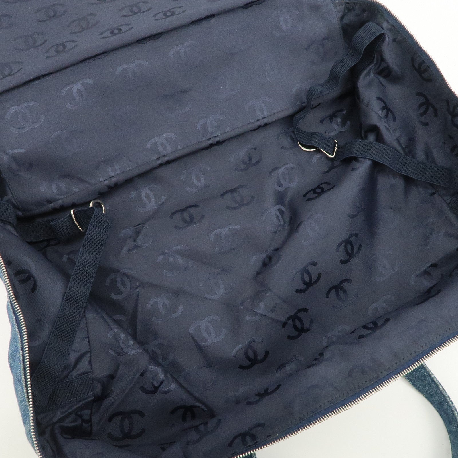 CHANEL COCO Mark Denim Boston Bag Hand Bag Travel Bag Blue