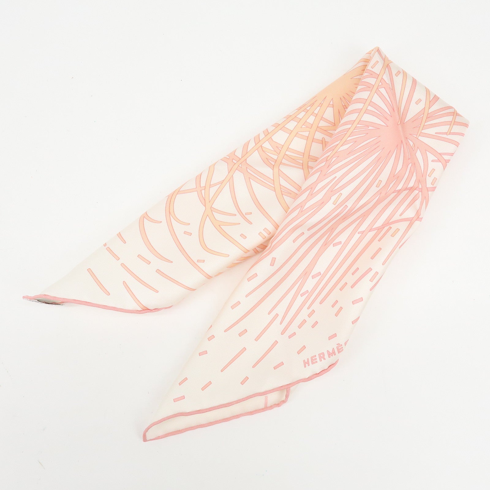 HERMES Carre 42 Silk 100% Scarf D'ETINCELLES Light Pink