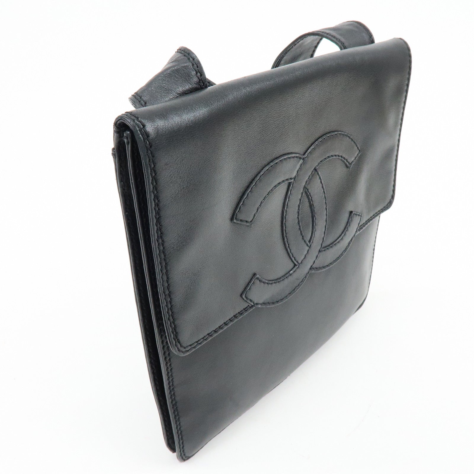 CHANEL COCO Mark Calf Leather Shoulder Crossbody Bag Black