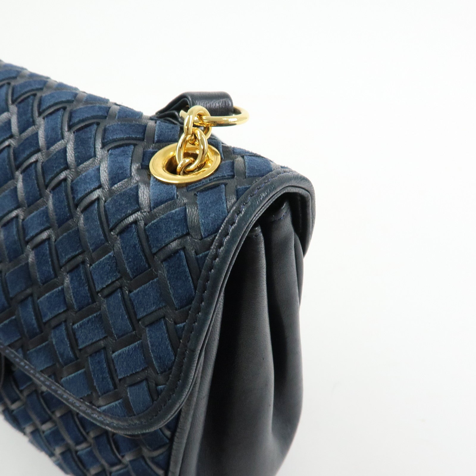 BALLY Suede Leather Shoulder Bag Crossbody Bag Dark Navy