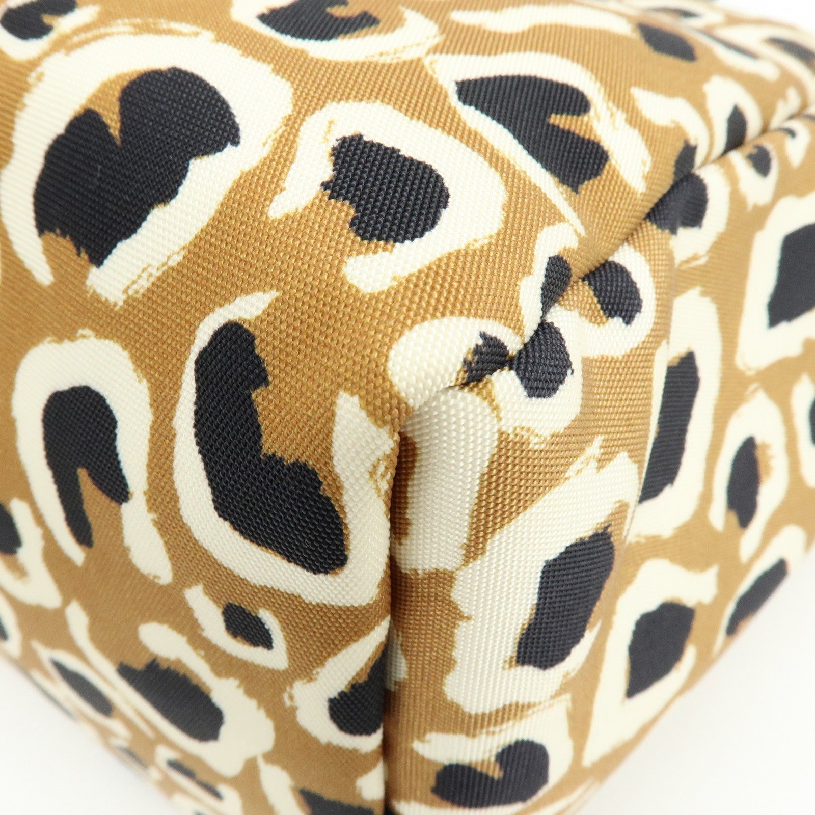GUCCI Leopard Canvas Leather Tote Bag Hand Bag Beige Black 282439