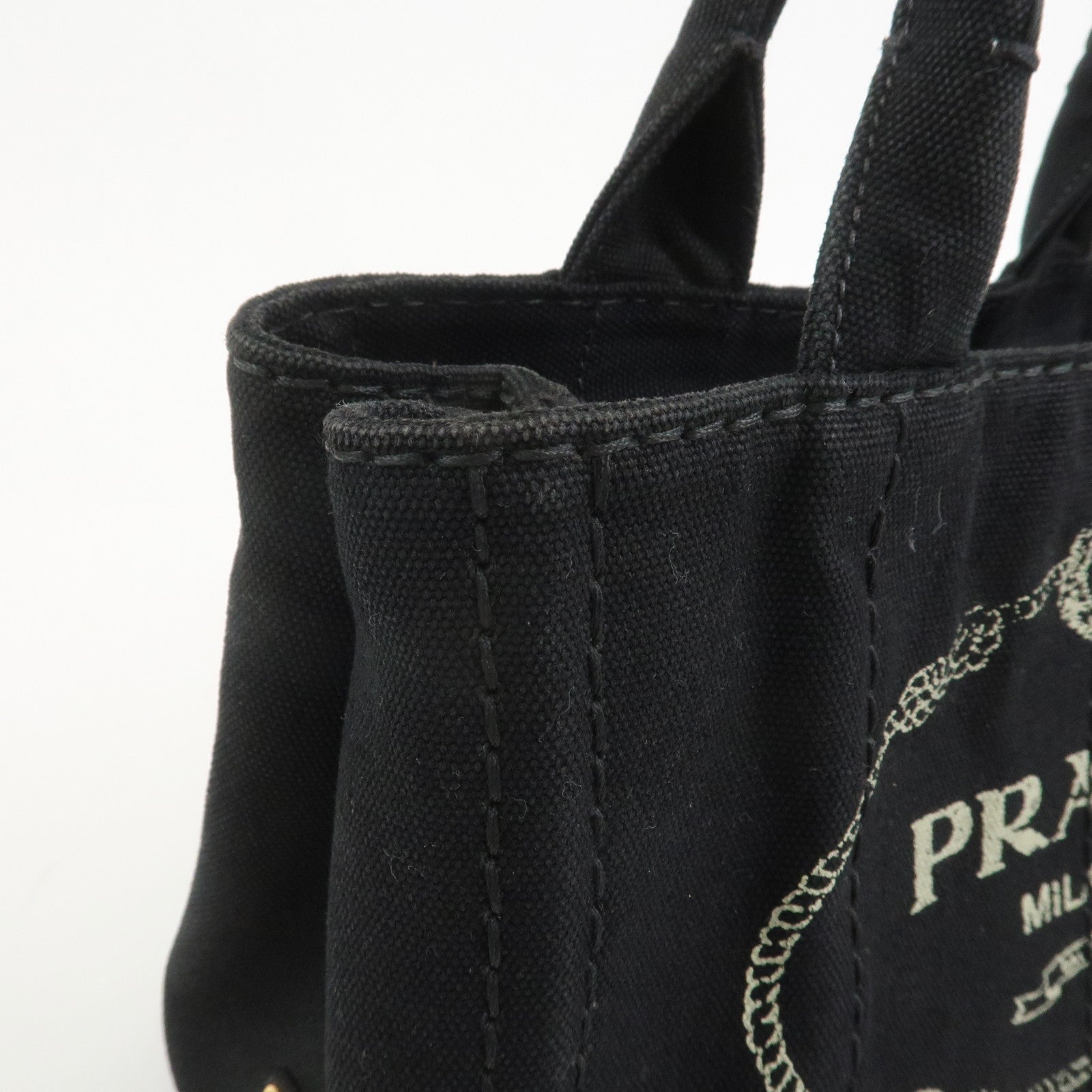 PRADA Canapa Mini Canvas 2Way Bag Hand Bag Black 1BG439