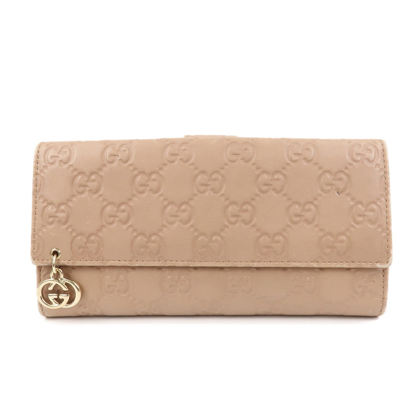 GUCCI Interlocking G Guccissima Leather Long Wallet Pink 212104